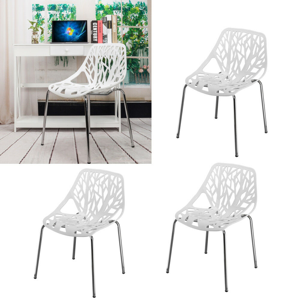 4 PCS Kitchen Dining Chairs with Mid Century Modern Style Plastic Side Chair Armless Living Room and Bedroom Chairs