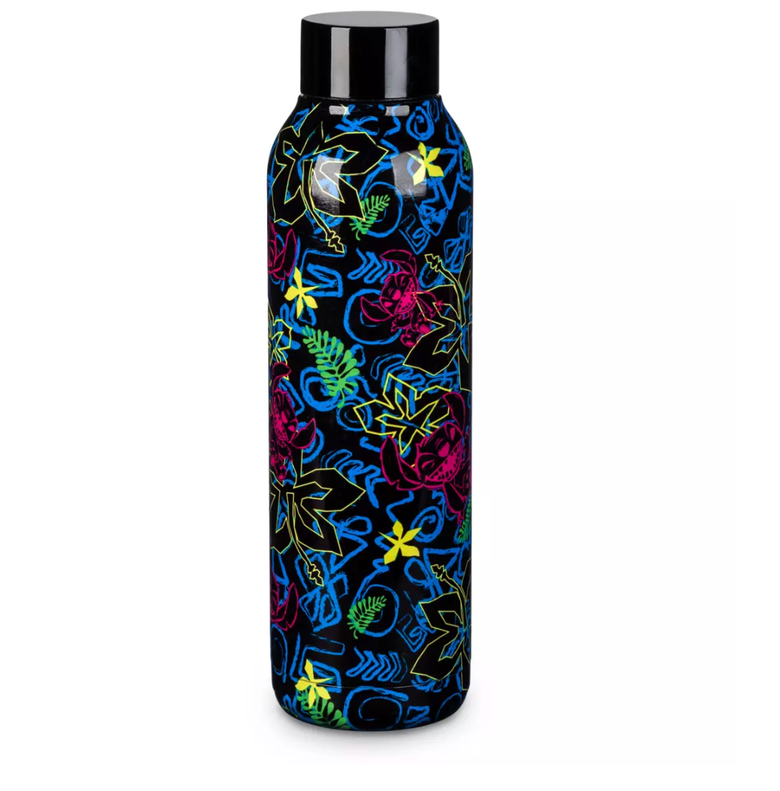 Disney Parks Neon Screen Art Stitch Stainless Steel Water Bottle New
