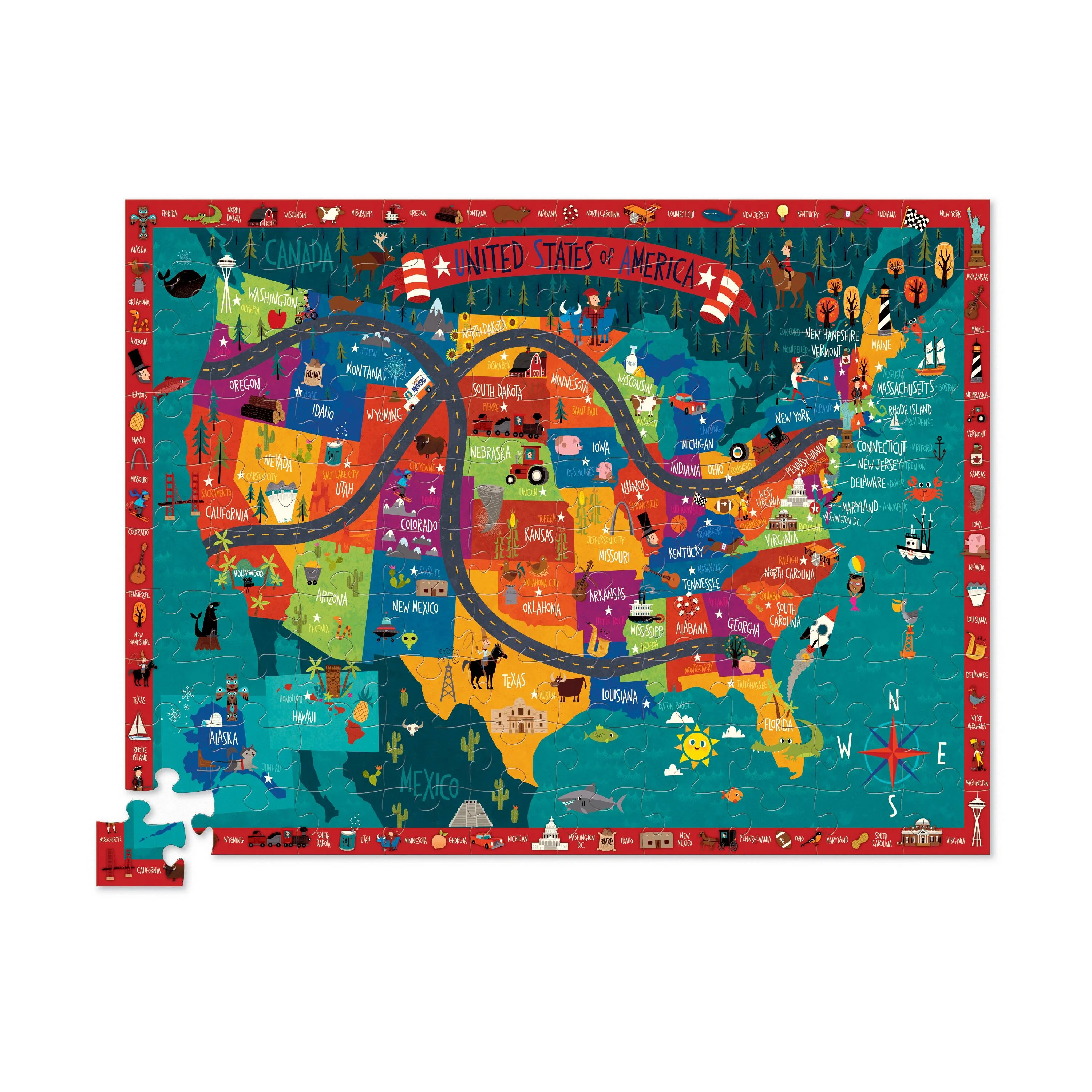 Discover America Puzzle + Play Floor Puzle: 100 Pcs