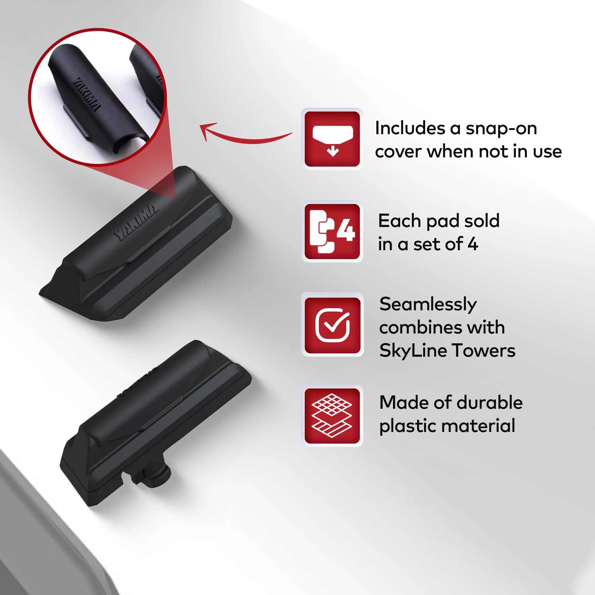 YAKIMA Landing Pad 27 Fixed Point Tower Installation for Flush Rail Rooftop