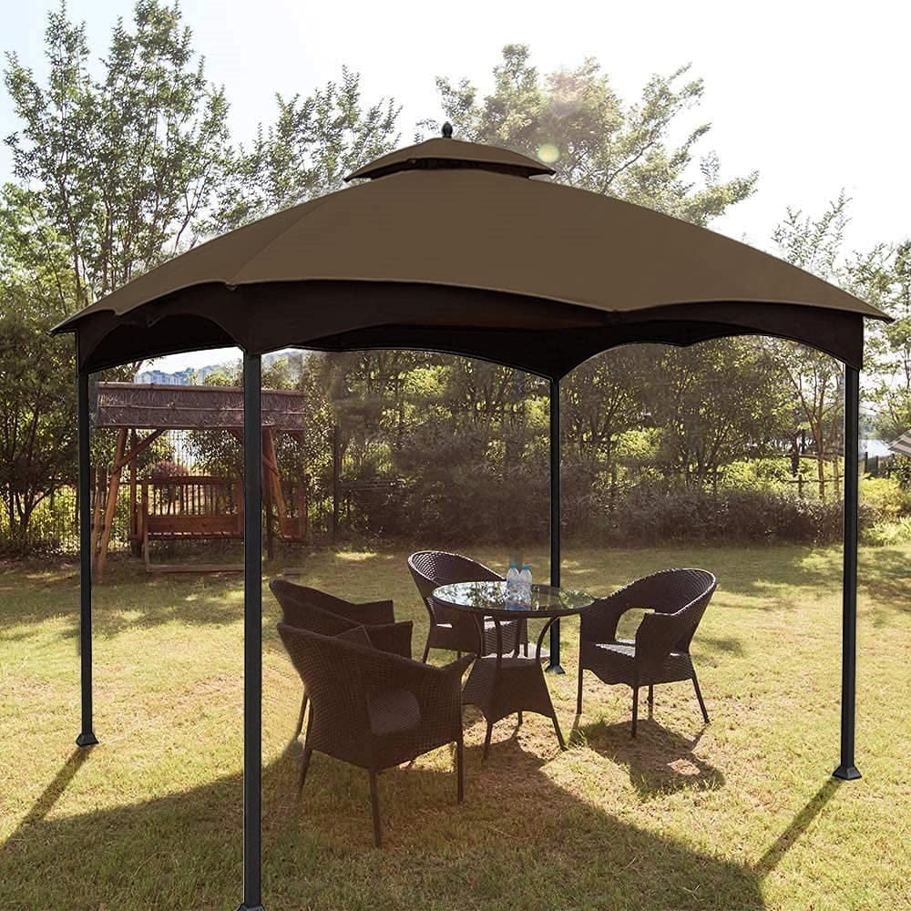 Patio 10X12 Replacement Canopy Roof for Lowe's Allen Roth 10X12 Gazebo Backyard Double Top Gazebo #GF-12S004B-1（Brown）
