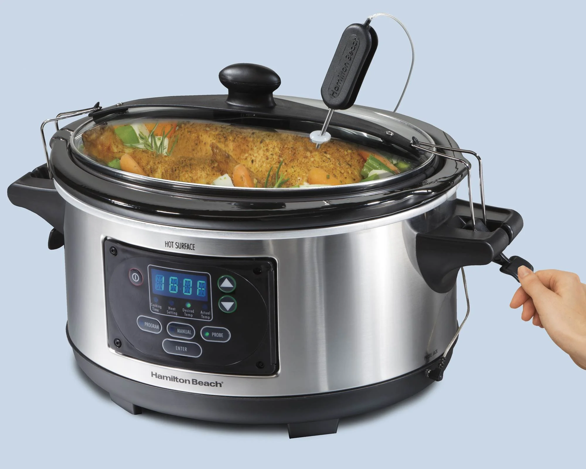 Hamilton Beach Set & Forget 6 qt. Brushed Metallic Programmable Slow Cooker