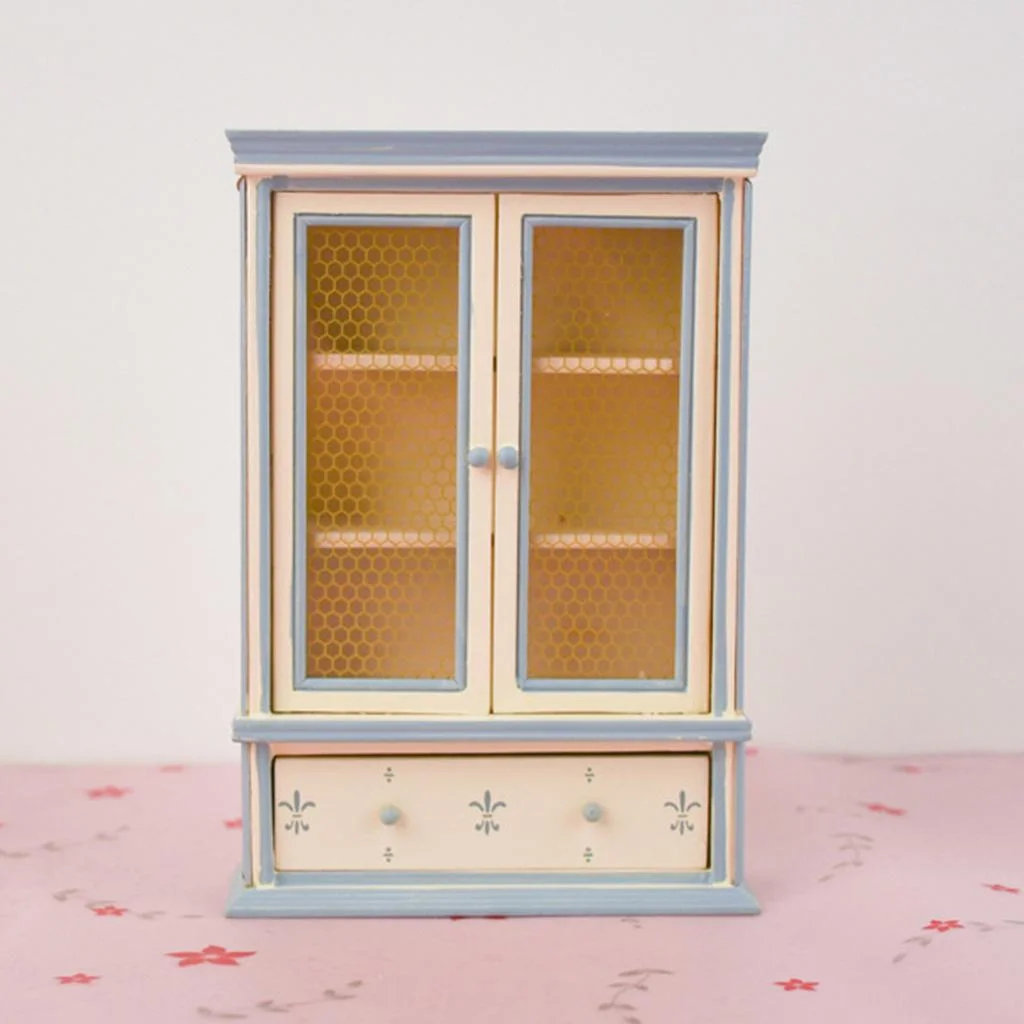 2 Pieces Modern 1:12 Dollhouse Cabinet Wardrobe Decoration