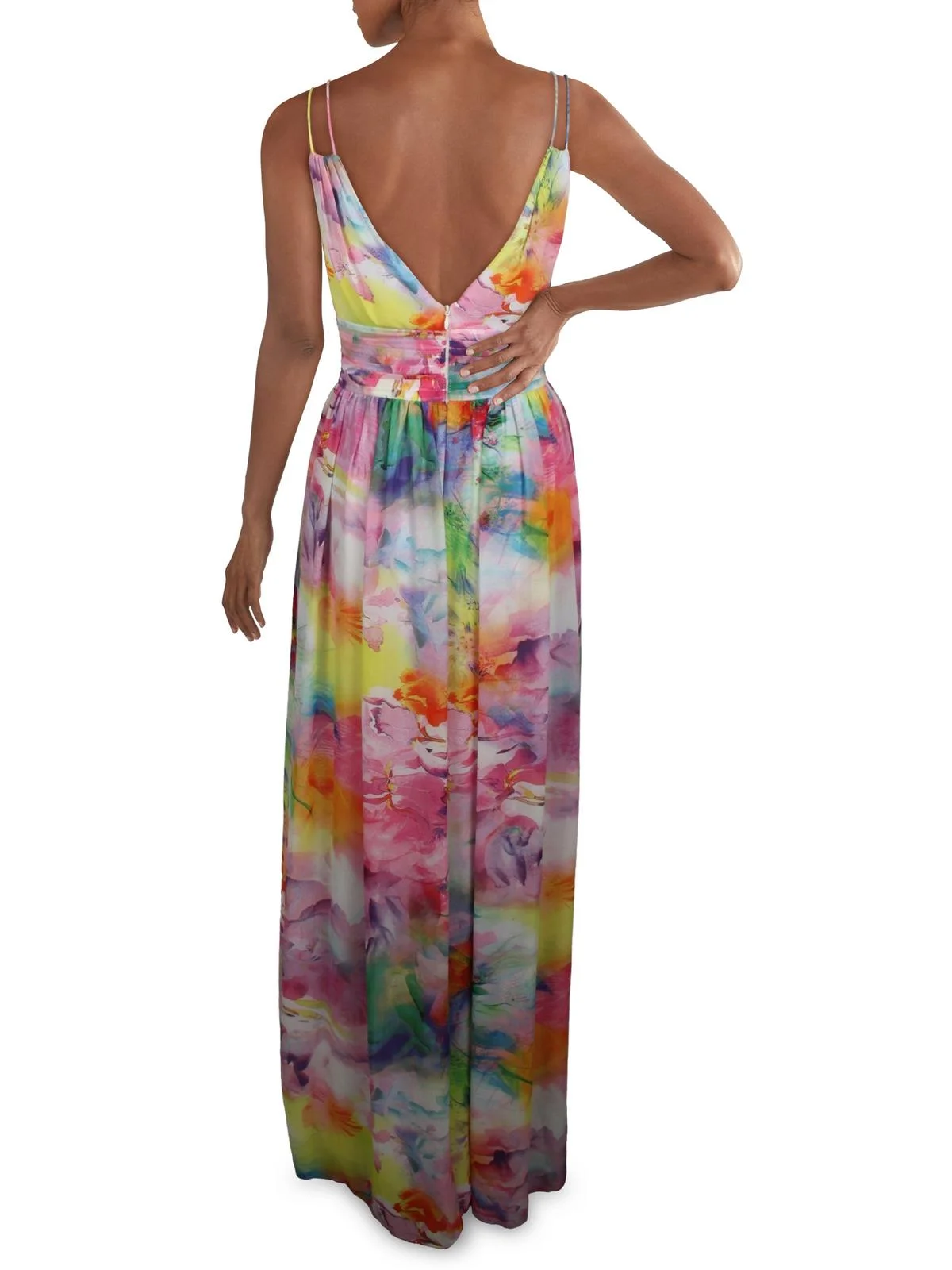 Aidan by Aidan Mattox Womens Chiffon Pleated Maxi Dress