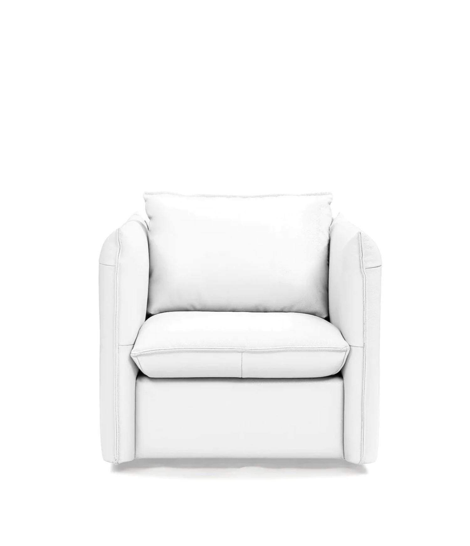HomeRoots 482827 31 x 36 x 31 in. White Genuine Leather & Silver Swivel Accent Chair