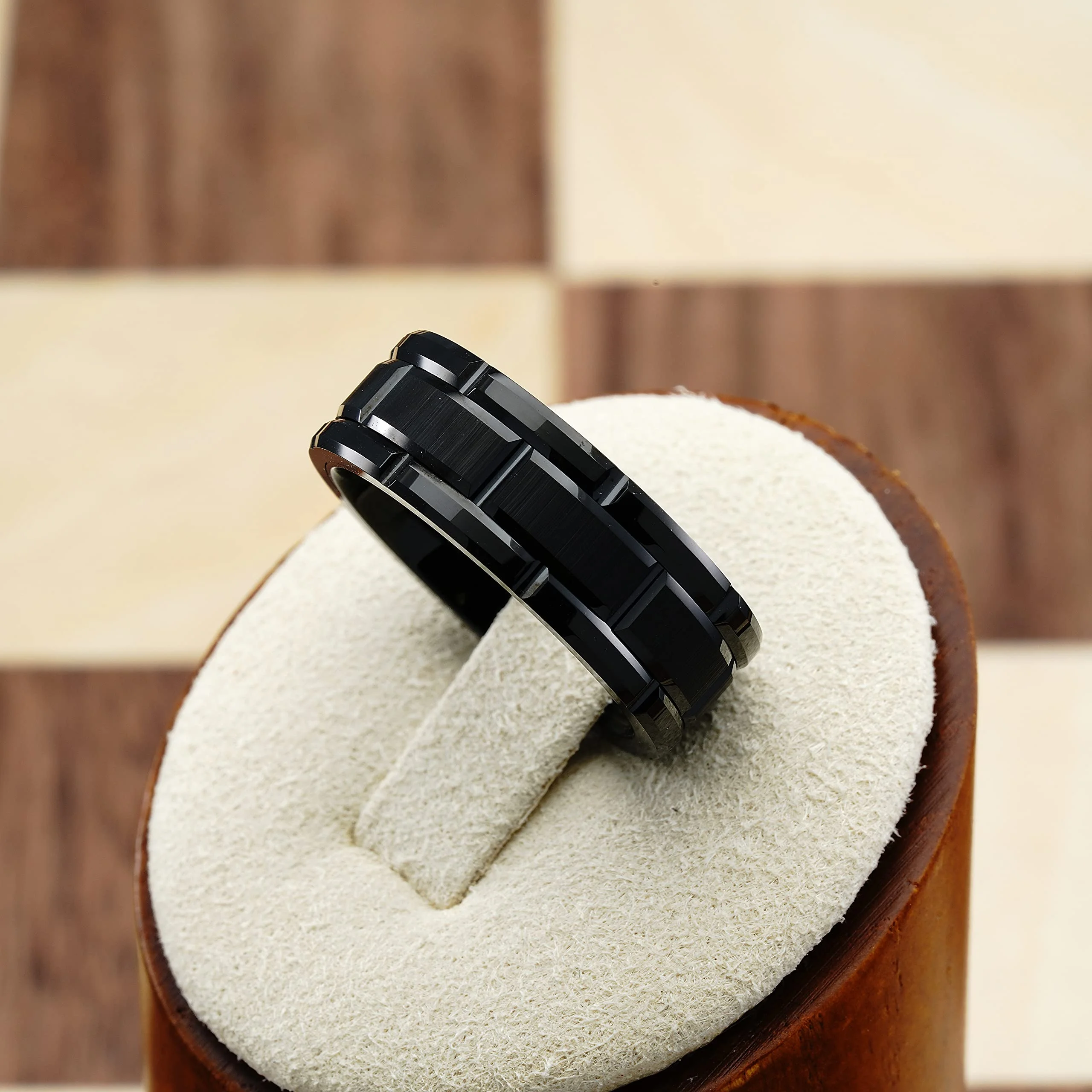 100S JEWELRY Black Tungsten Rings For Men Wedding Band Brick Pattern Brushed Engagement Promise Size 6-16 (Tungsten, 10.5)