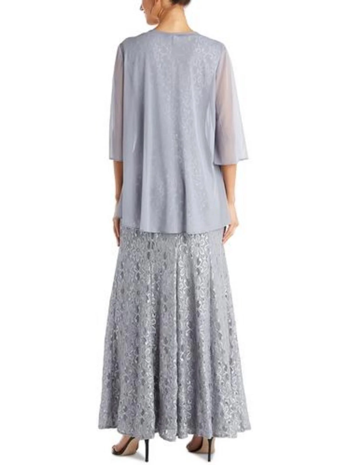 R&M Richards Womens Lace Embellished Evening Dress