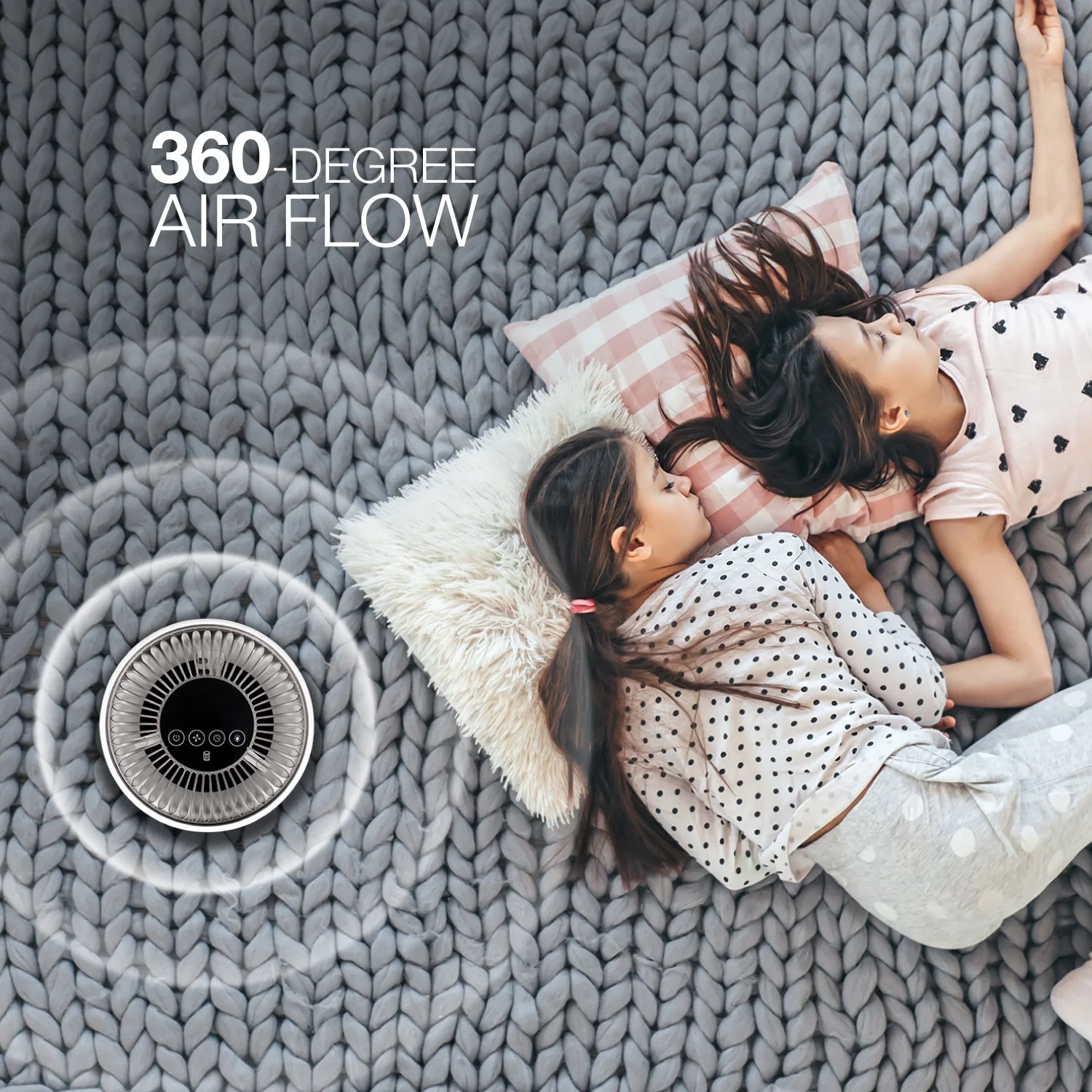 Happy Living Air Purifier Large Room Air Cleaner Digital Key Display with Replaceable 4-Stage Certified HEPA Air Filter Silver