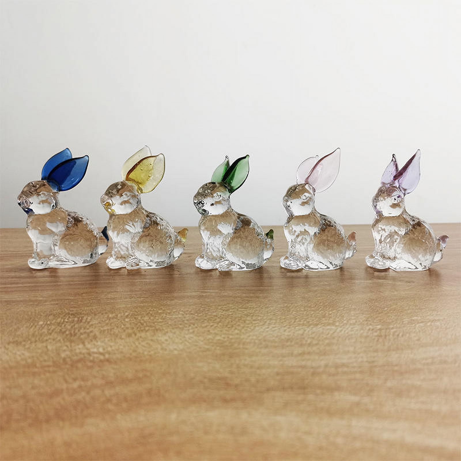 1Pc Rabbit Glass Animal Bunny Statue Crystal Figurines Sculpture Figure Ornament Handmade Ornaments Garden Miniature Decor