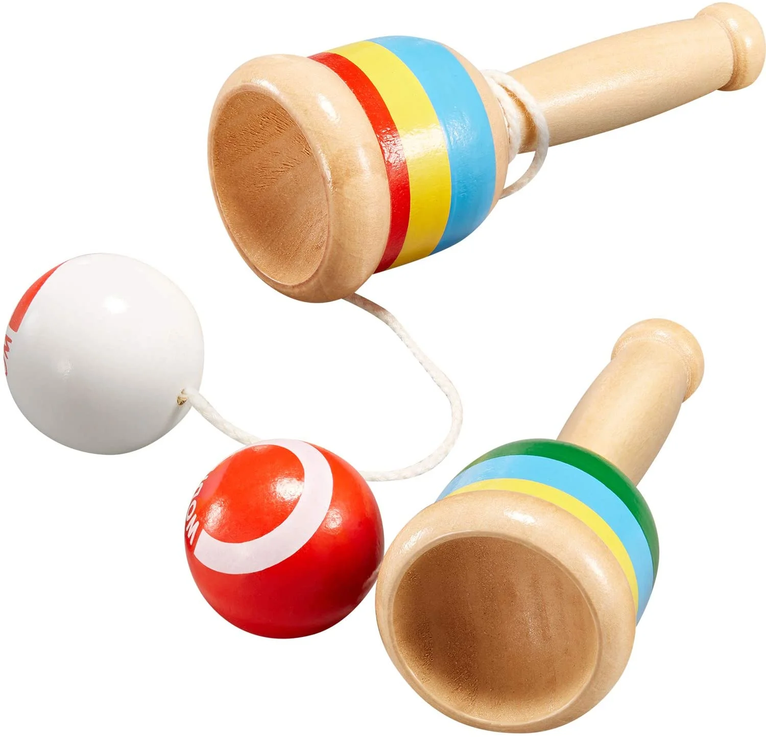 2 Pieces Mini Wood Catch Ball, Cup and Ball Game Hand Eye Coordination Ball Catching Cup