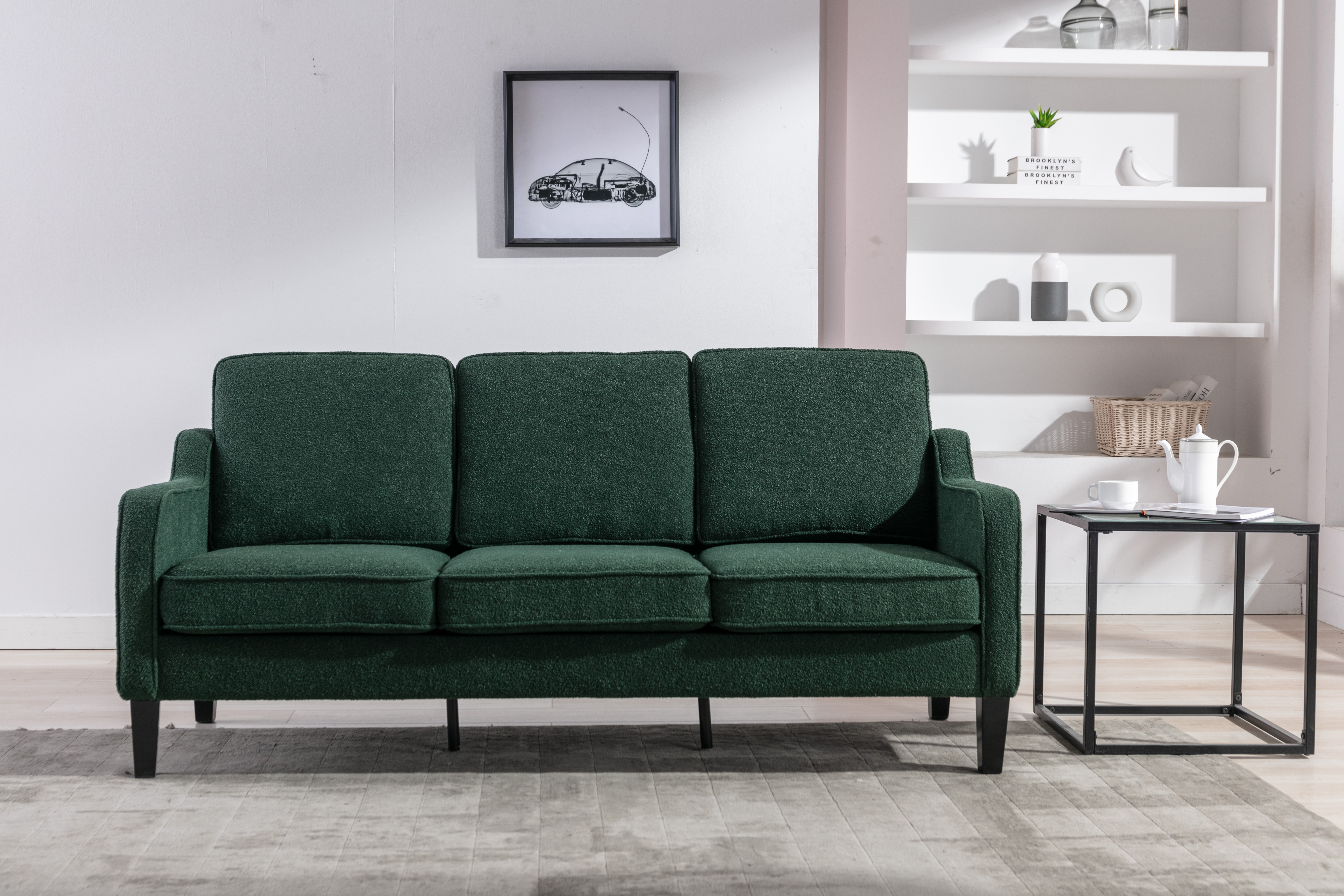 Oaks Aura Three Seat Square Arm Sofa, Living Room Set