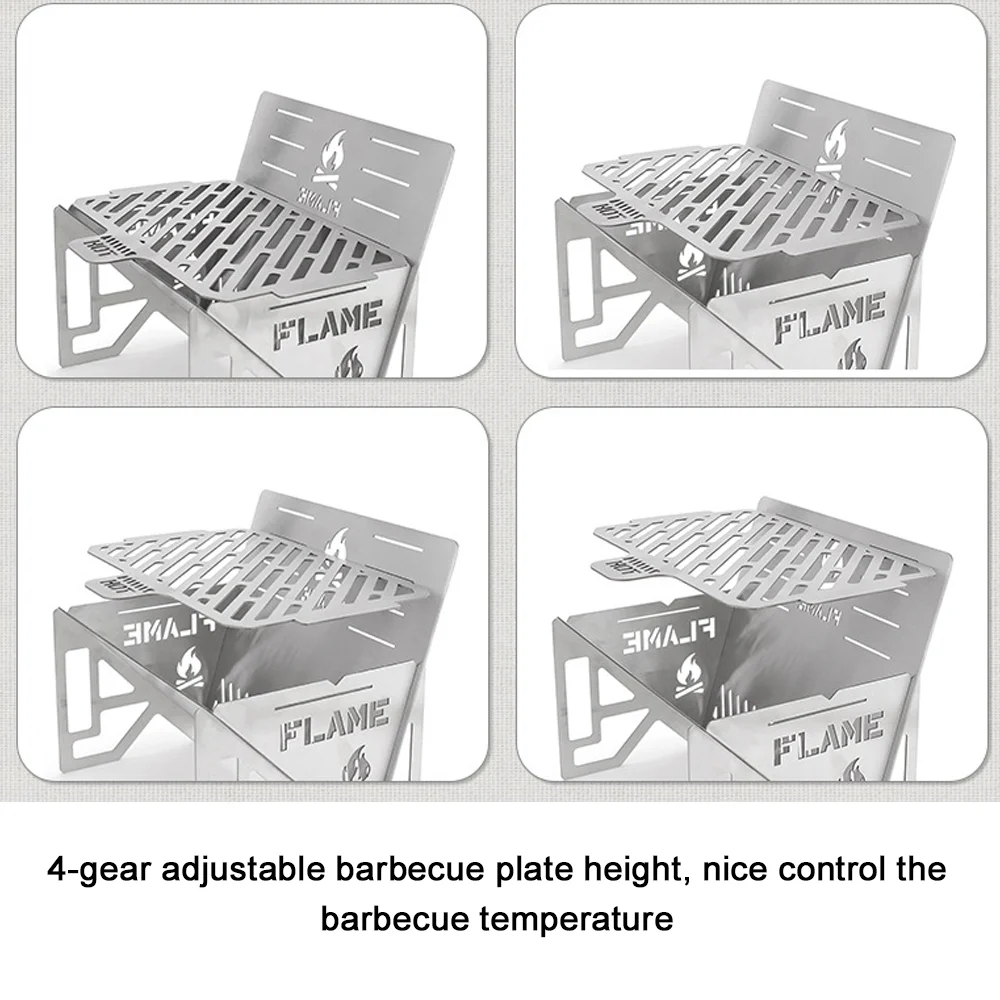 Walmeck  Camping Detachable Stoves Portable Stainless Steel Furnace Multifunctional Picnic BBQ Cooking Accessory Firewood Furnace