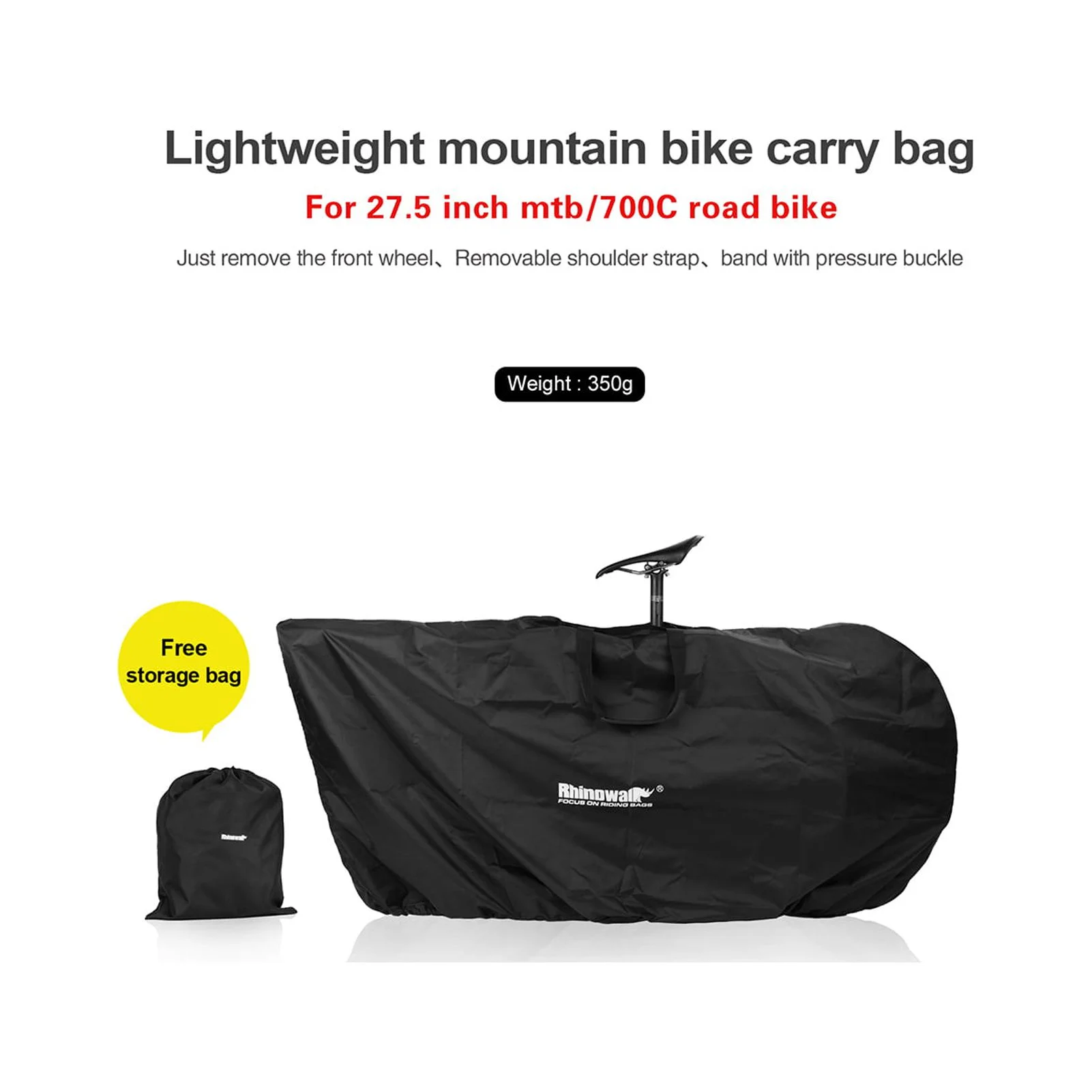 Bike Carry Bag, Water Resistant & Wear Resistant, Easy to Carry, Compact Size, Black