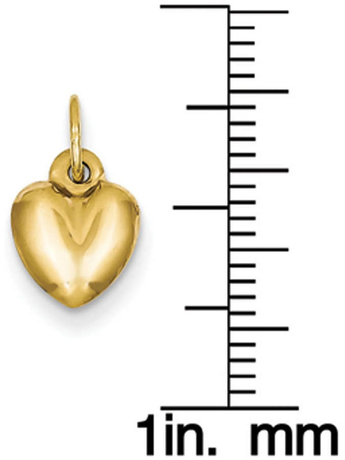 Primal Gold 14 Karat Yellow Gold Polished 3-D Puffed Heart Charm with 18-inch Cable Rope Chain