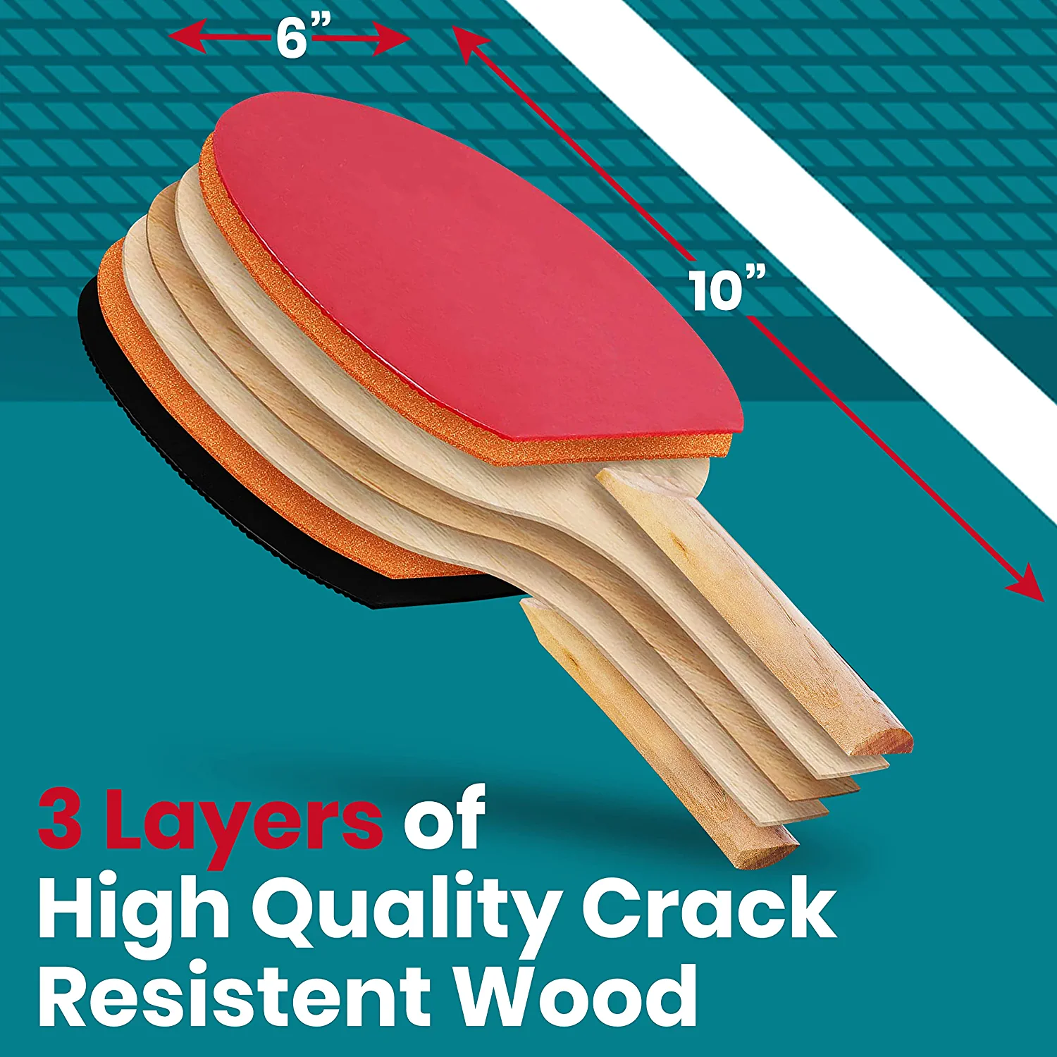 SereneLife Professional Ping Pong Paddle Set - Table Tennis Paddles & Balls W/ 4 Ping Pong Rackets