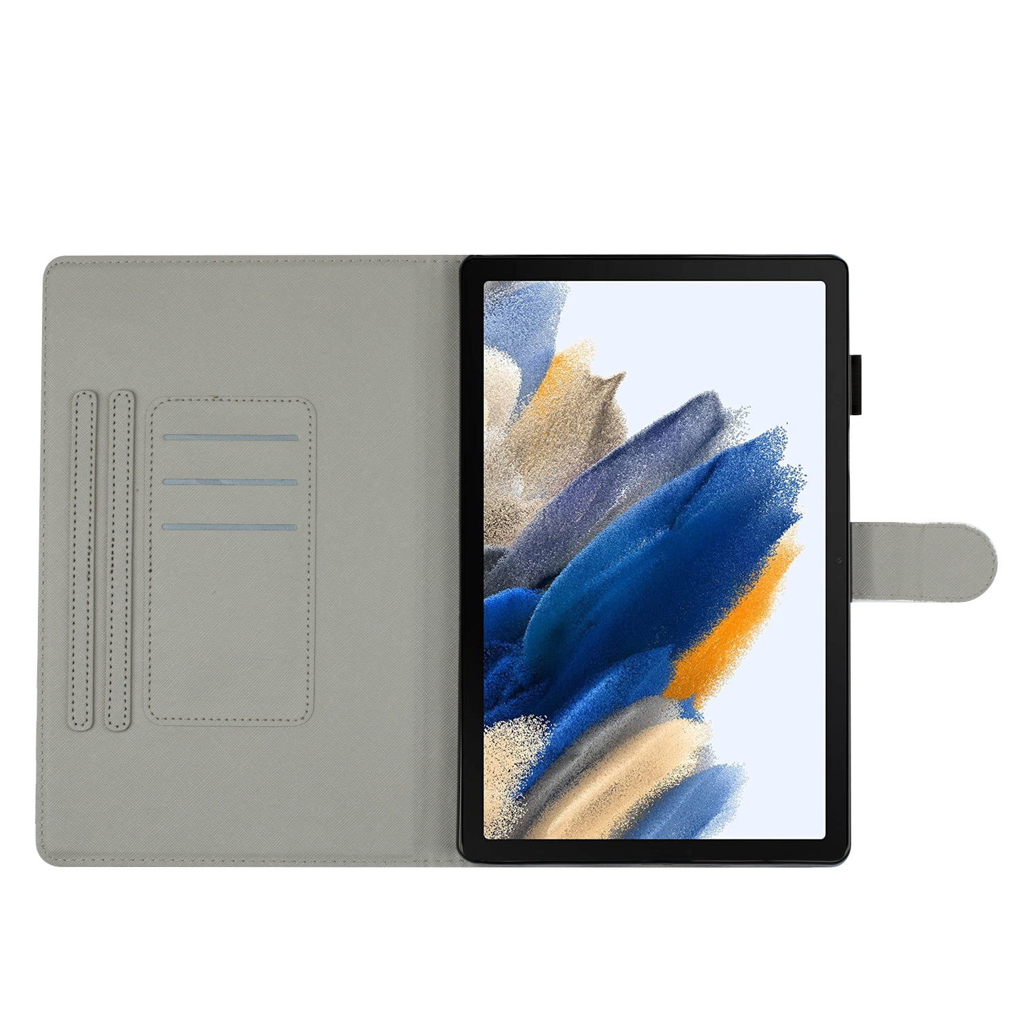 Tablet Case for Samsung Galaxy Tab A8 10.5 (2022) SM-X200/SM-X205, Cute Point Pattern PU Leather Smart Auto Wake/Sleep Cover with Kickstand Pen Holder Card Slots Magnetic Clasp Case, White + Black