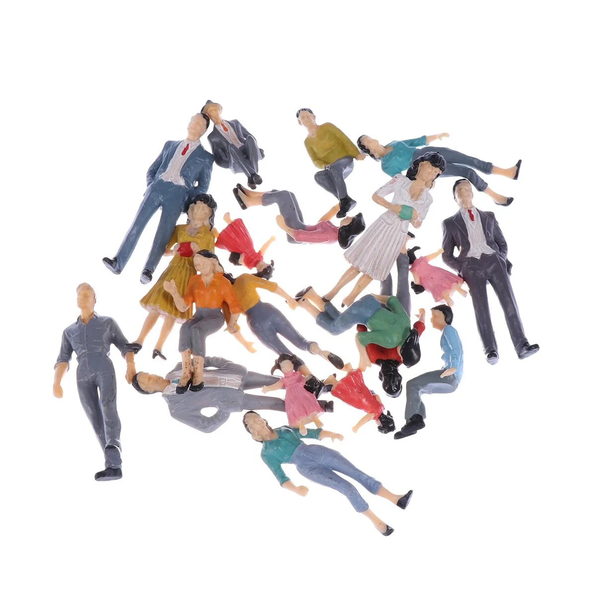 20PCS Mini Multicolor Painted Moulds People Figures Lifelike Models for Miniature Landscape Doll House