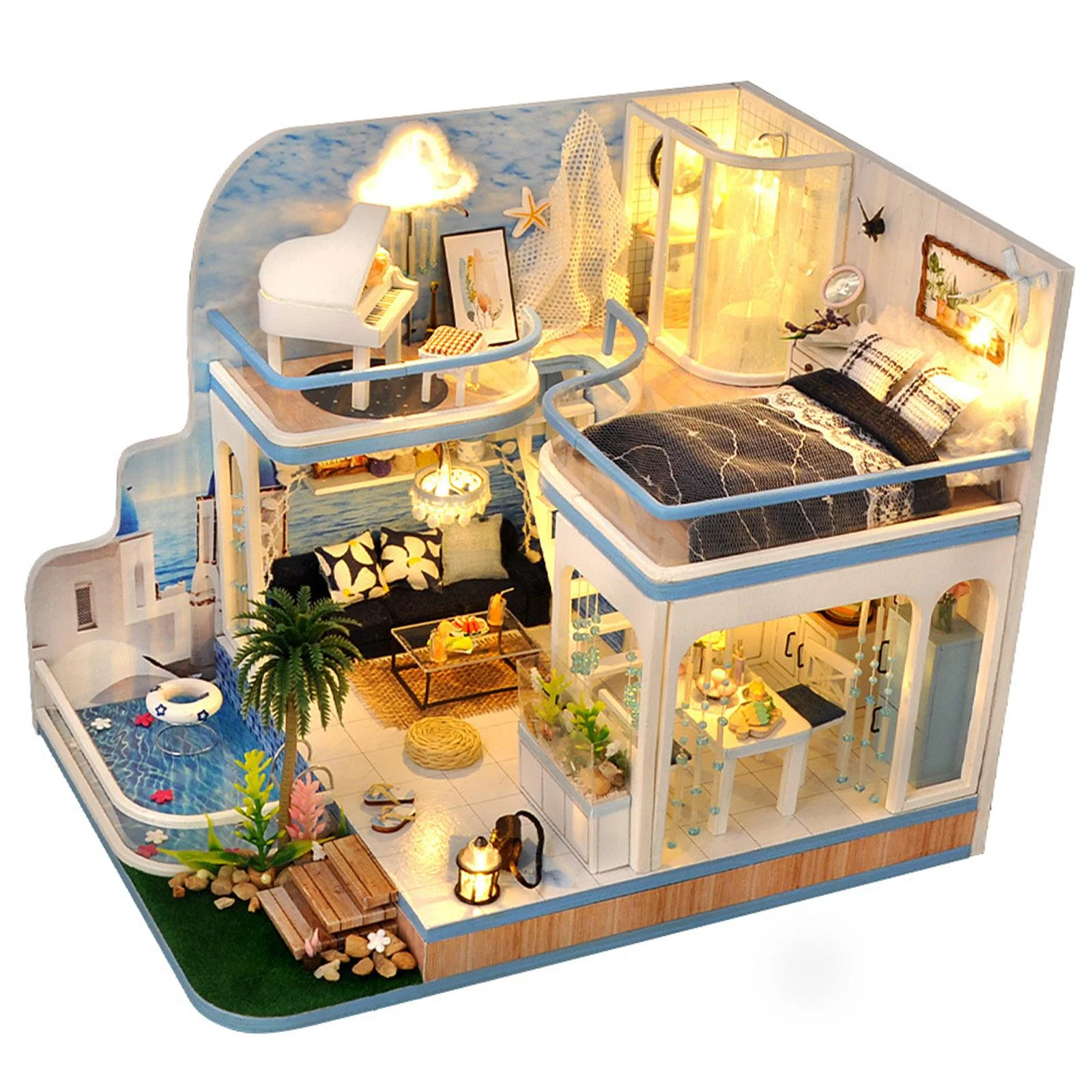 Creative DIY Mini Dollhouse , puzzle with Dust Cover Crafts Self Assembled Wooden for Adults Kids Girl Teens Birthday Gifts
