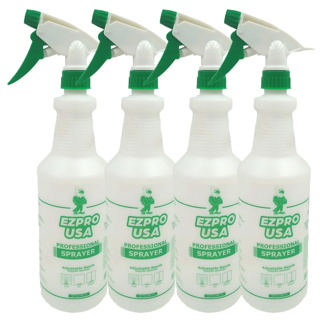 EZPRO USA  24 oz Empty Plastic Spray Bottle for Cleaning Solutions Measurements 4 Pack