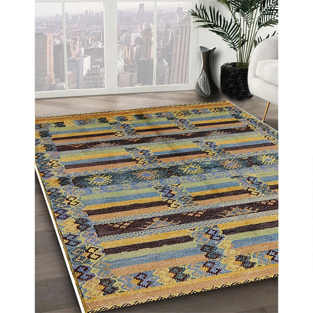 Ahgly Company Indoor Rectangle Mid-Century Modern Coffee Brown Oriental Area Rugs, 2' x 5'