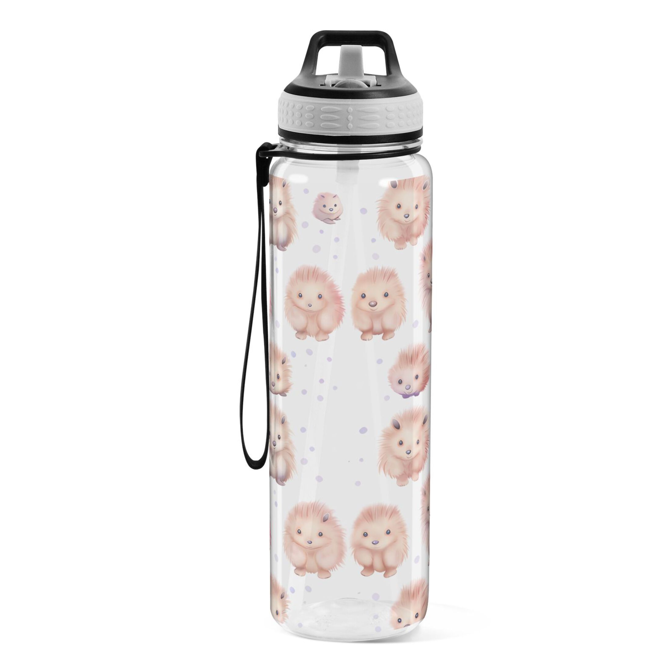 Hedgehogs with Dots 32oz Water Bottles with Straw Tritan Leakproof Sports Bottle BPA Free Clear for Fitness Gym Swimming Cycling
