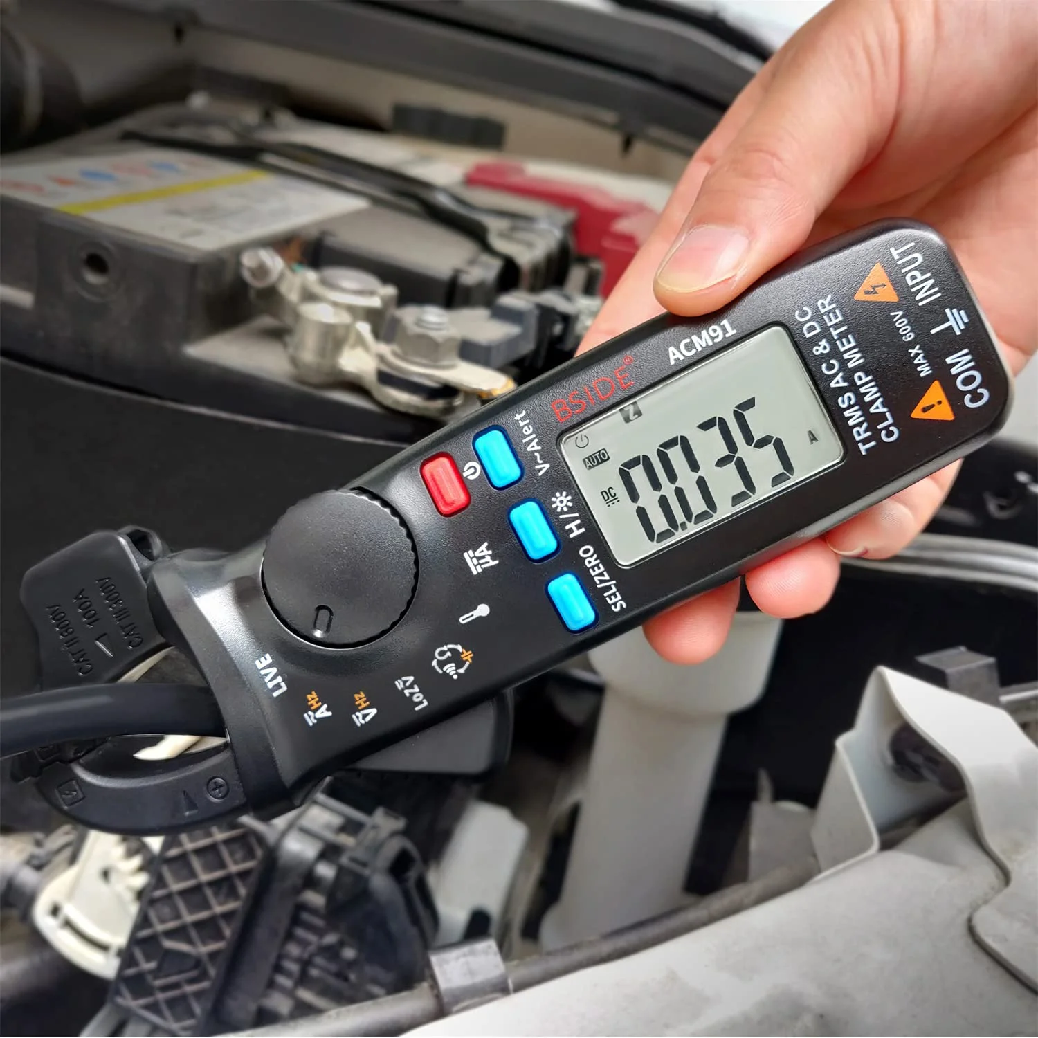 DC Clamp Meter , Auto-Ranging Digital Multimeter Capacitance Temperature Ohm Live Check V-Alert Low Impedance Voltage Tester