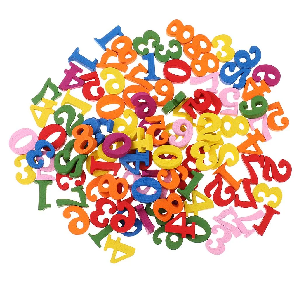 100 Pack Wooden Numbers Number For Kids Math Learning Educational Toy