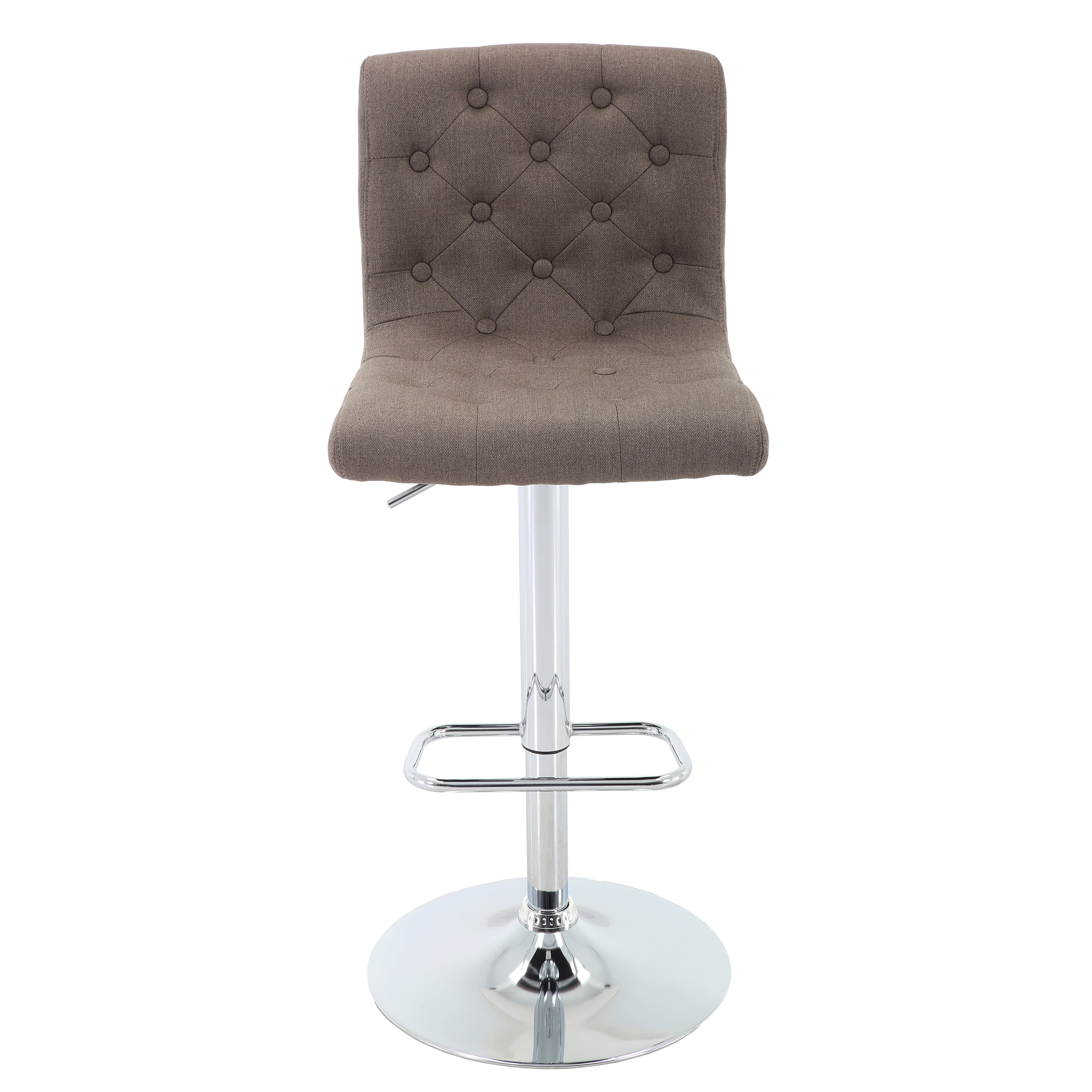 Brage Living Tufted Swivel Bar Stool, Adjustable Counter Height Airlift Barstool with Back, Fabric Upholstered Armless Bar Chair for Kitchen Dining Room Pub Cafe (Taupe)