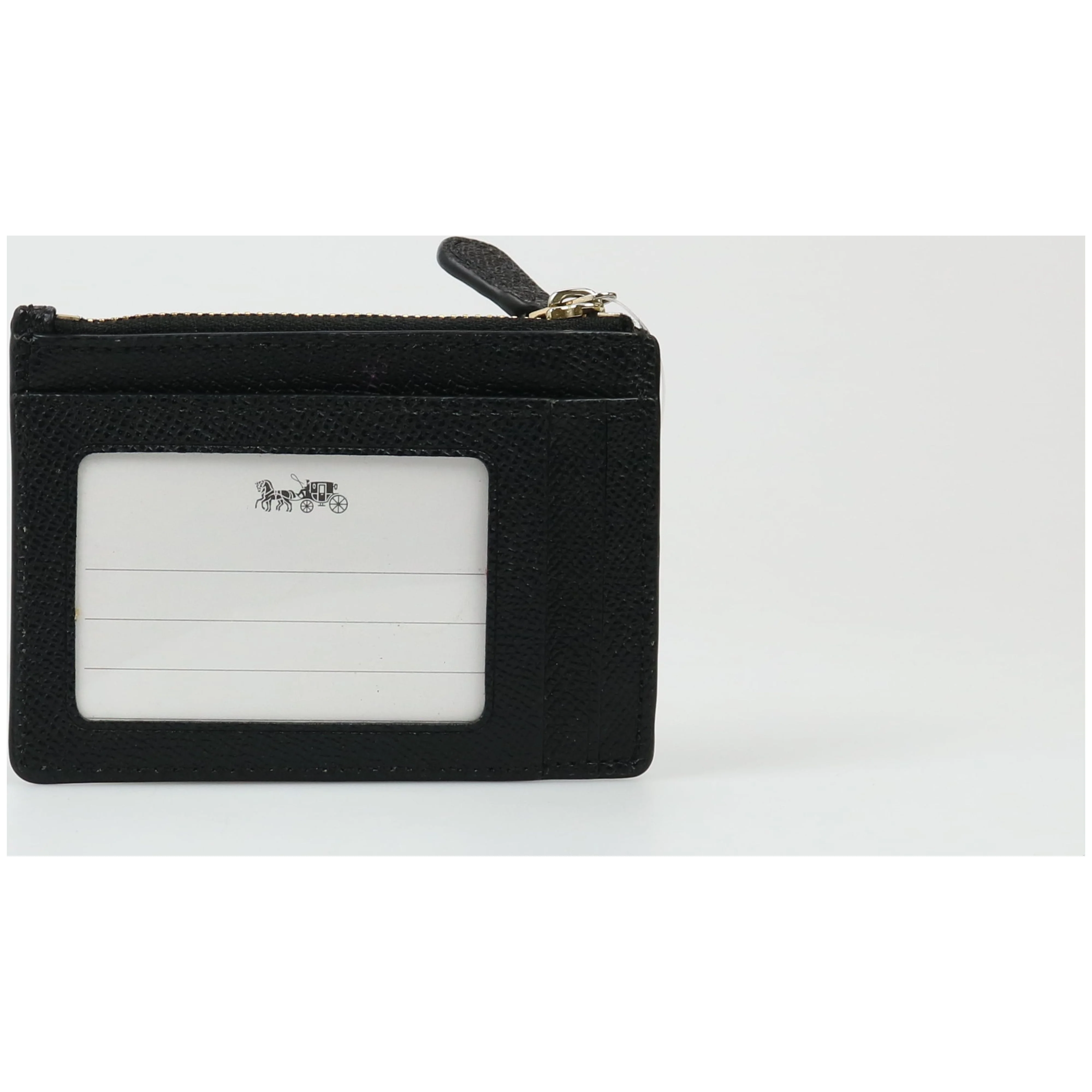 Coach Skinny ID Case in Cross Leather Light Gold Black