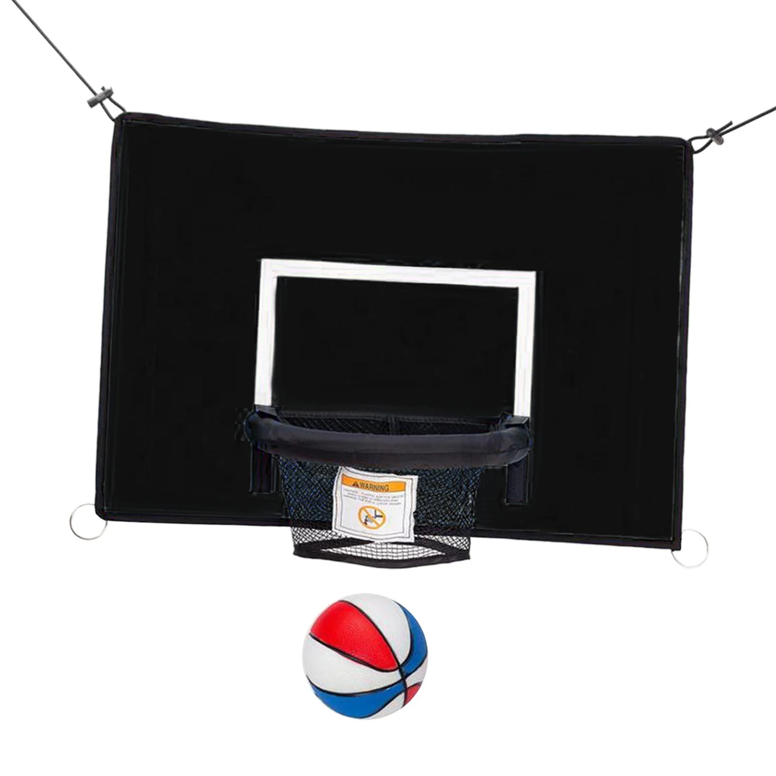 Basketball Hoop Attachment for Trampolines Universal Baseboard with Ball Adjustable Ropes for All Ages Practice Kids Backyard Outdoor Sports Black 69cmx48cm