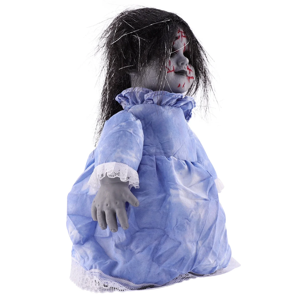 Halloween scary dolls 1 PC Halloween Voice-activated Induction Doll Glowing Walking Doll Scene Layout Props for Haunted House Party Bar without Battery