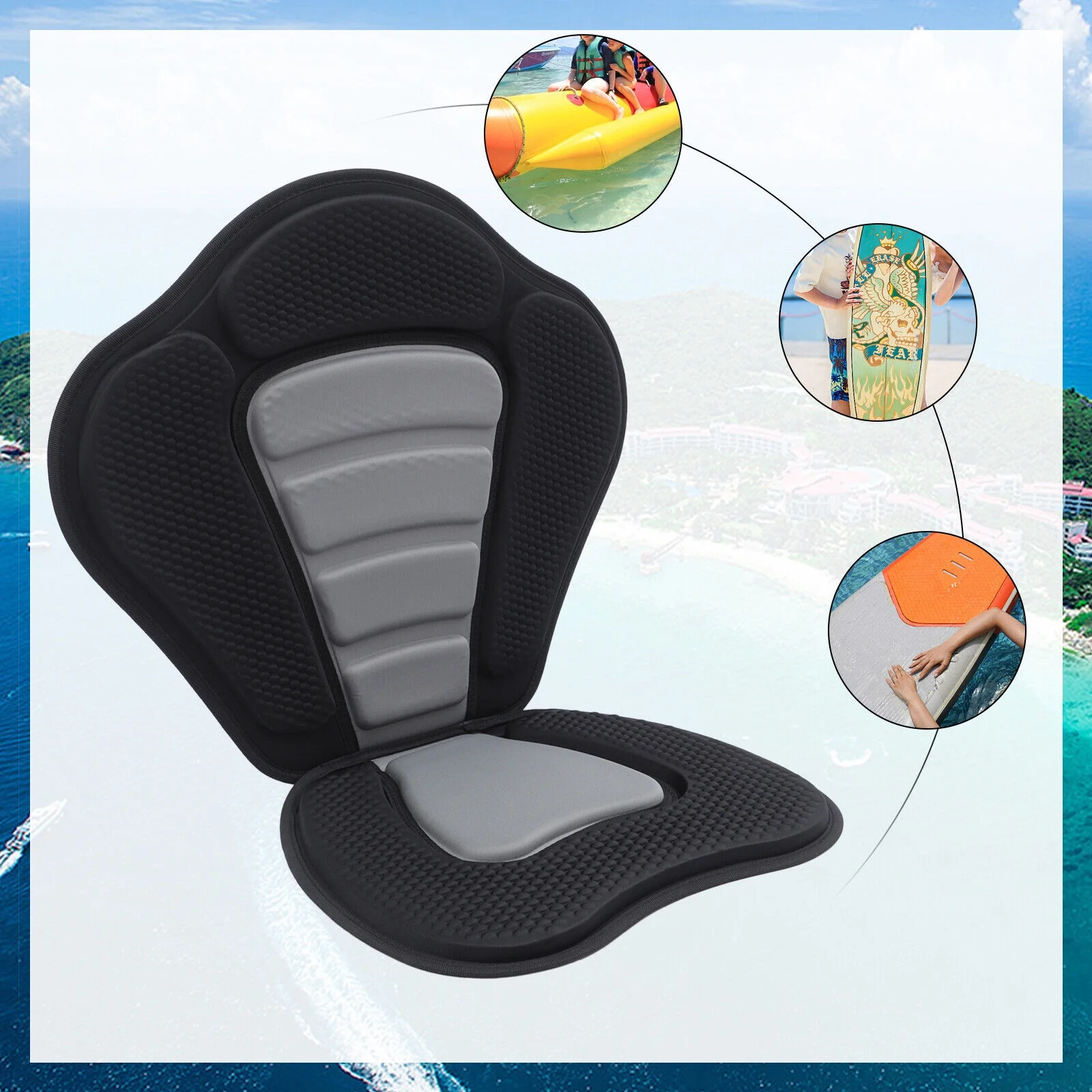 Miumaeov Kayak Seat Heavy Duty Padded seat with Storage Bag Detachable Canoe Soft Seat