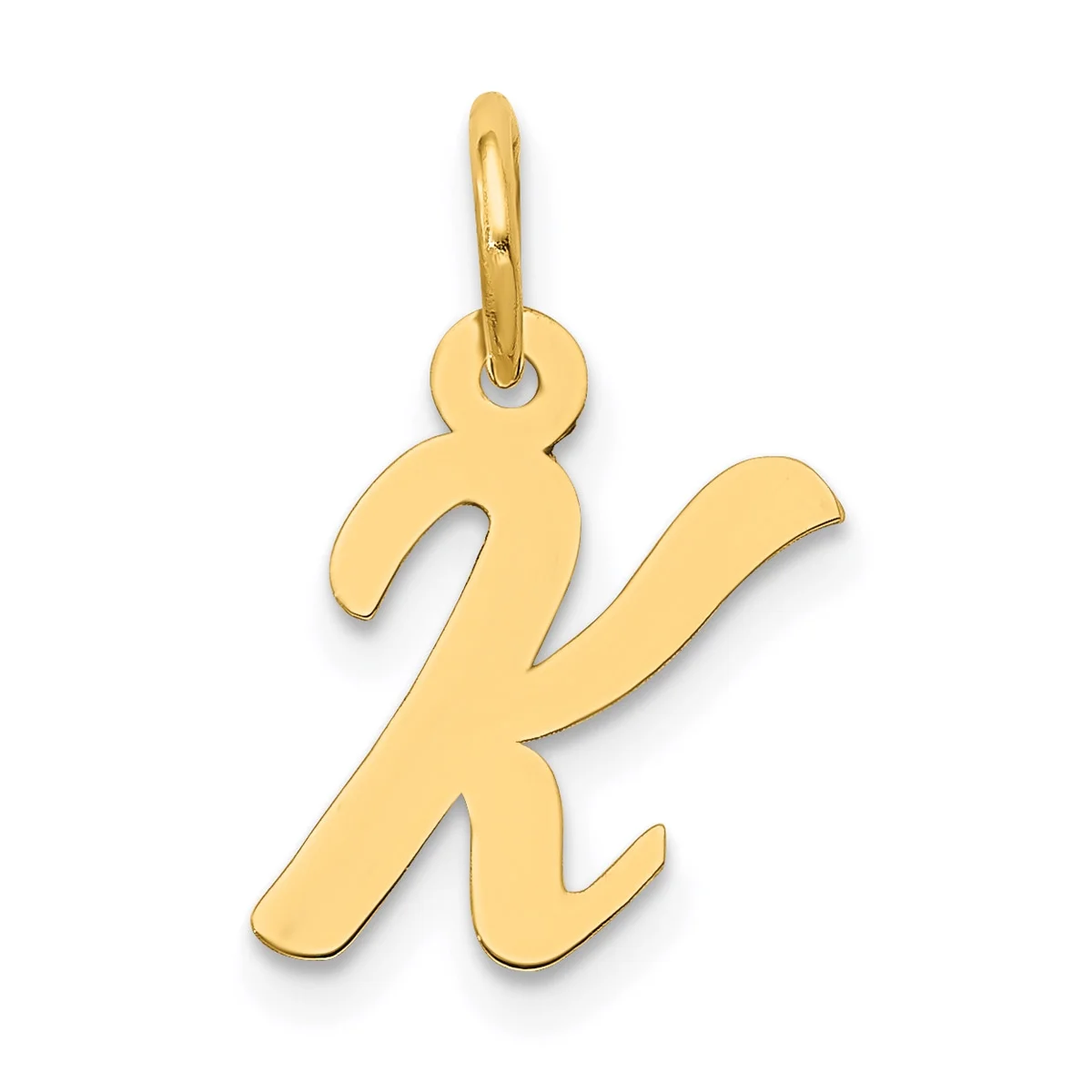Carat in Karats 14K Yellow Gold Small Script Letter K Initial Pendant Charm With 10K Yellow Gold Lightweight Rope Chain Necklace 16''