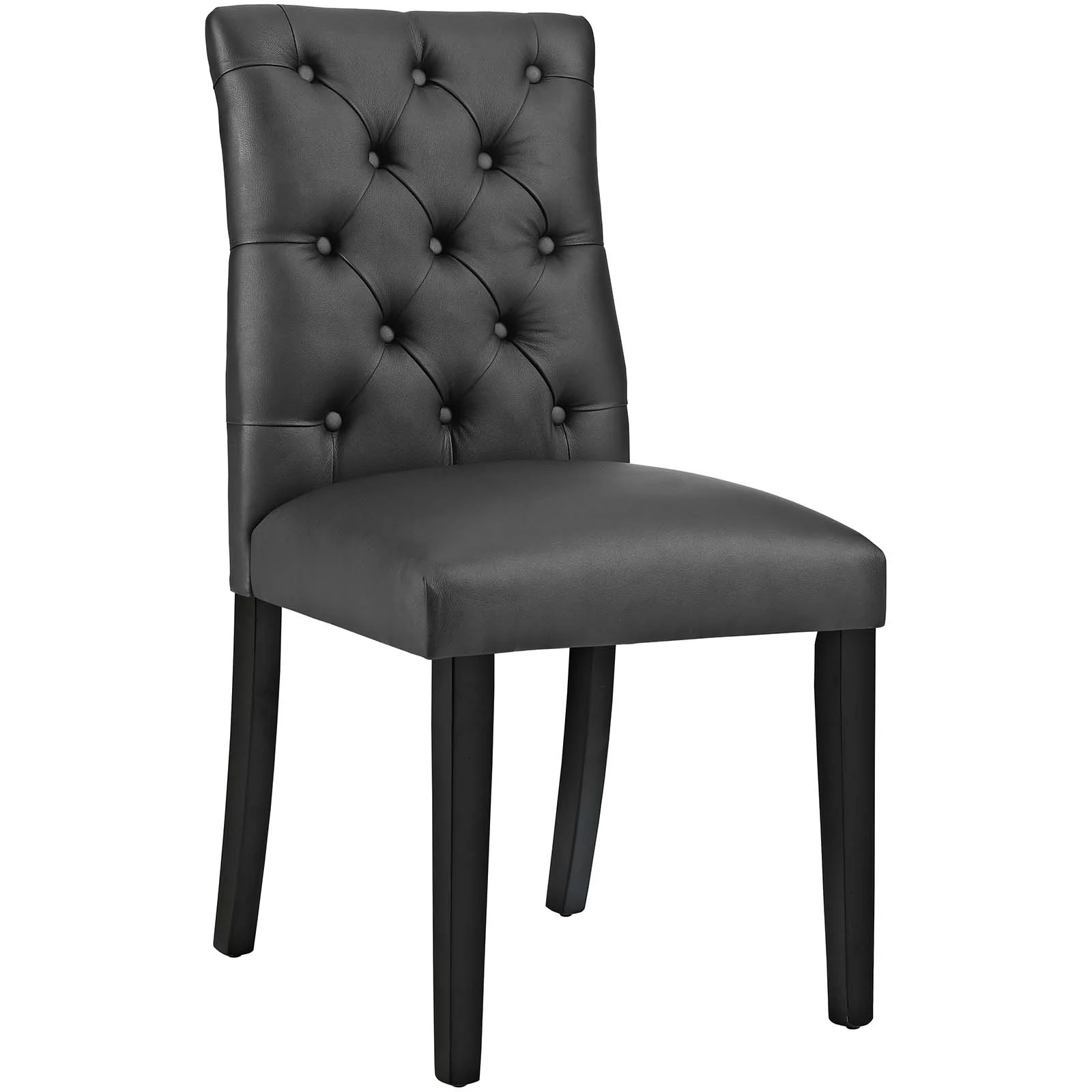 Modway Duchess Button Tufted Vegan Leather Dining Chair in Black