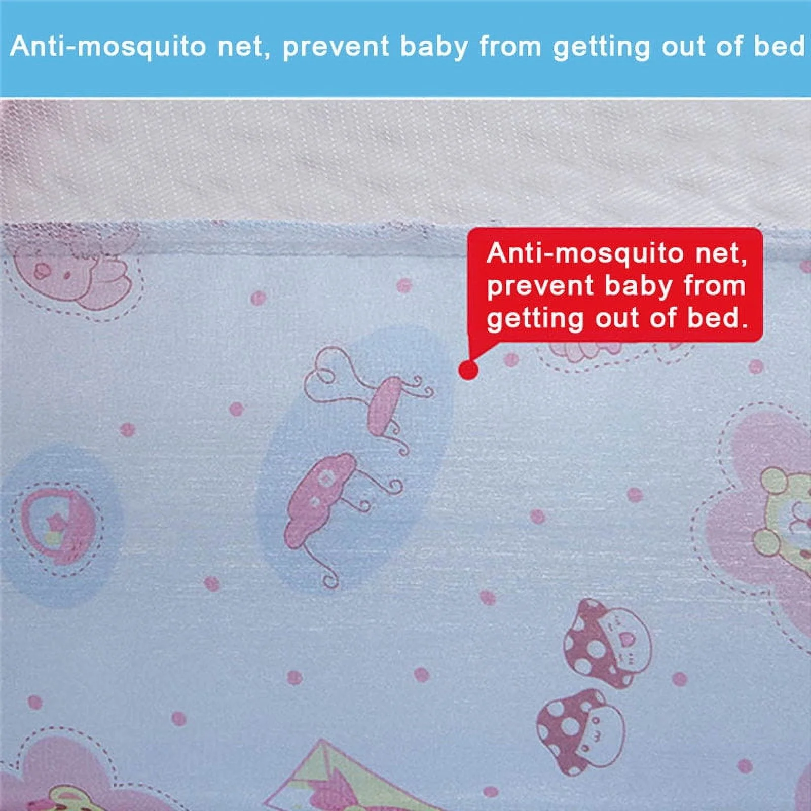 NZND Child Polyester Asymmetrical Bed Canopy, Crib, Pink