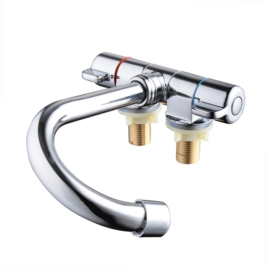 Foldable RV Rotating Two Handle Deck/Wall Mounted RV Kitchen Hot and Cold Water Mixer Tap for Motorhome Travel Trailer