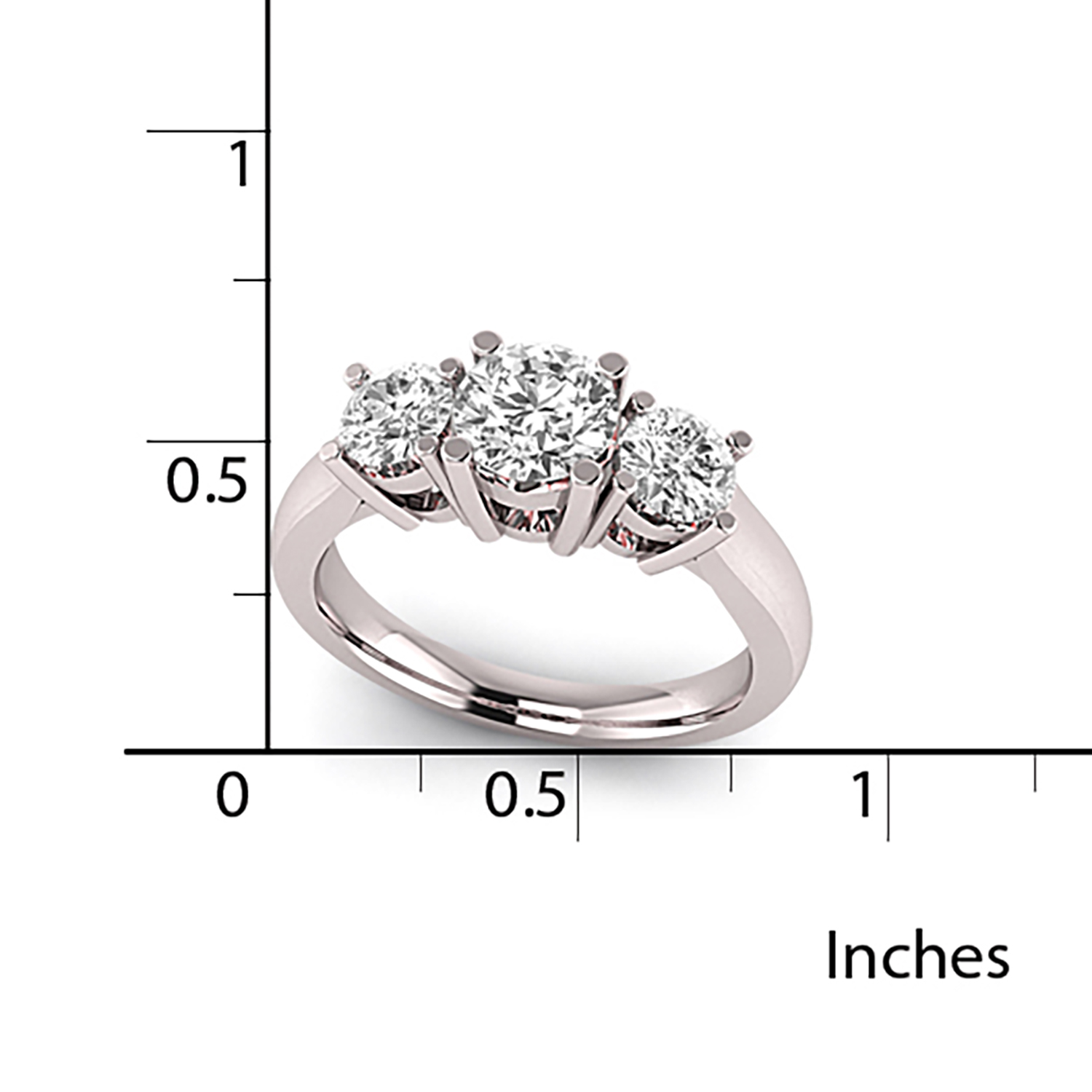 Radiant Fire Lab Grown 1 1/2 Ct Round Diamond Three Stone Ring, VS/SI clarity, D E F color, in 14K White Gold