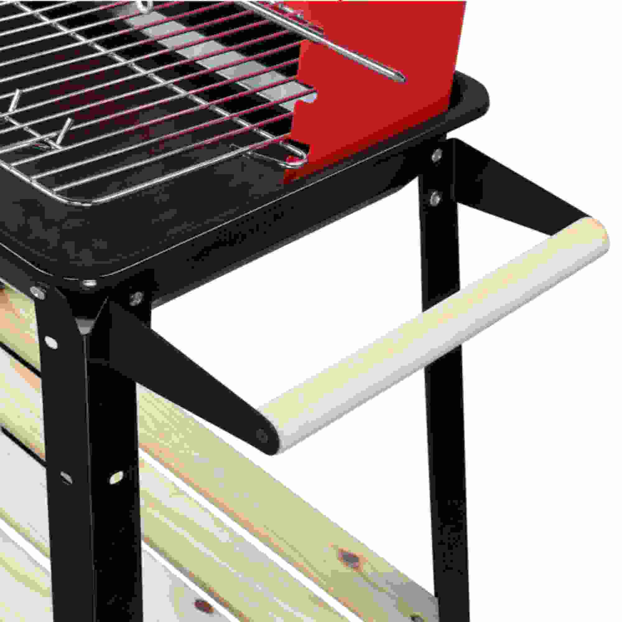 Dinling 85*42*86cm Four Legs With Wheels Square Enamel Charcoal Oven Black Red