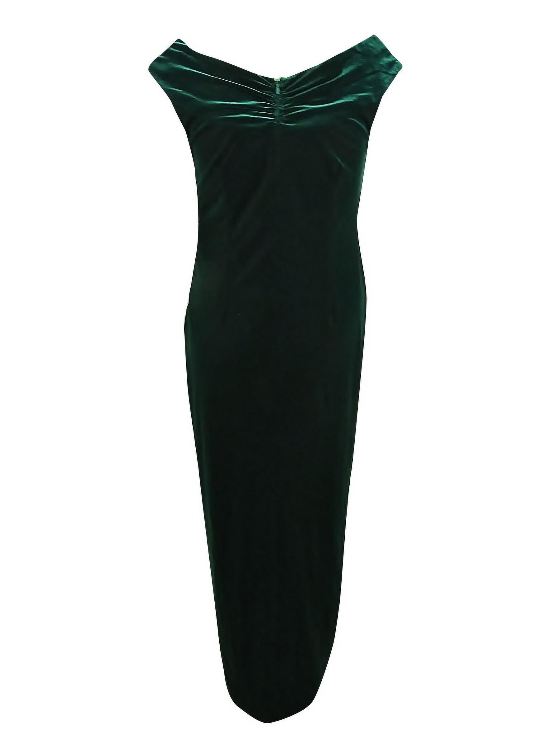 Betsy & Adams Women's Plus Size Ruched Velvet Gown (14W, Hunter)