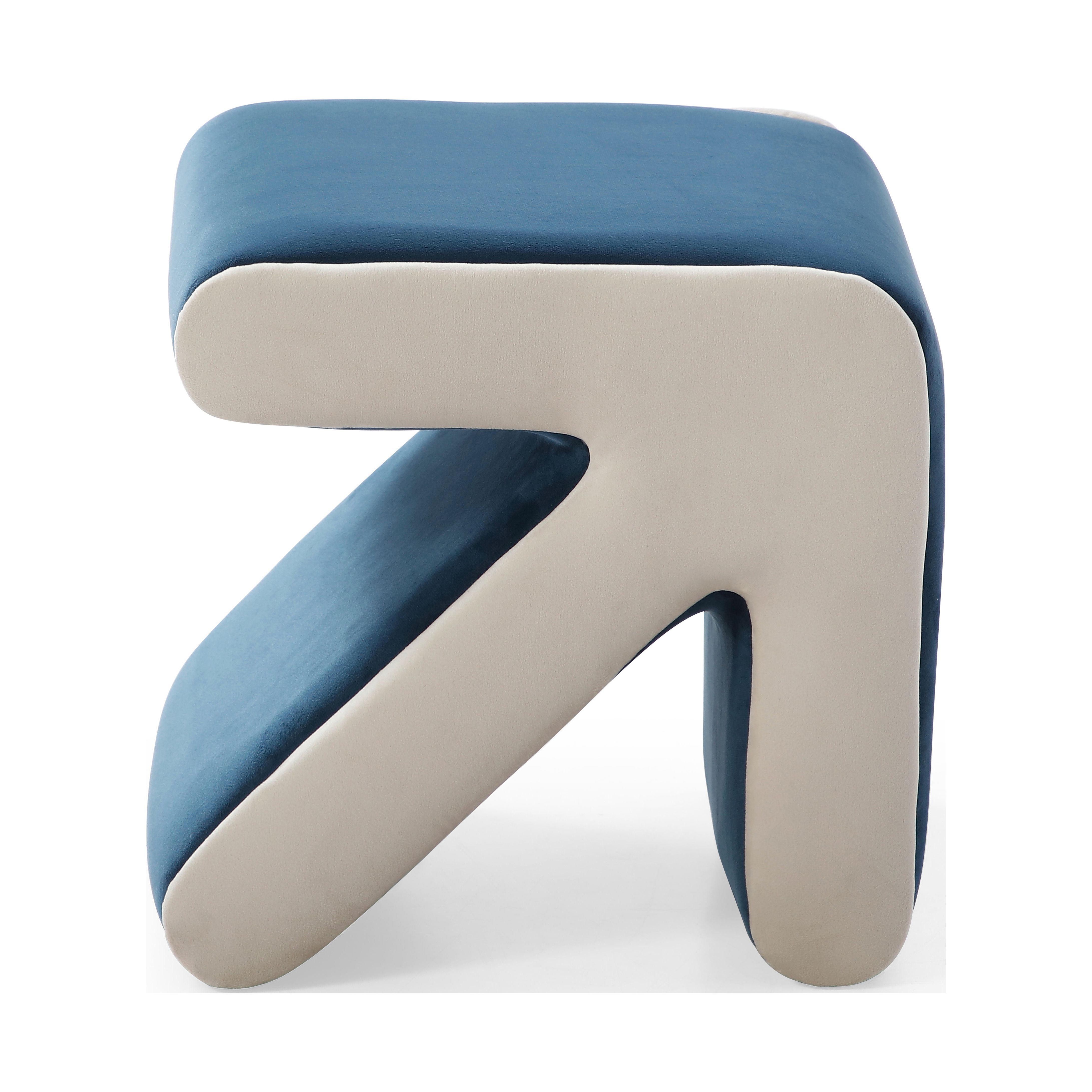 Modern Creative Upholstered Velvet Sofa Stool Kids Stool Shoe Bench Footrest Footstool Multifaceted Stool Ottoman Coffee Table Arrow Design Handicraft Decoration for Living Room Bedroom, Blue+Beige