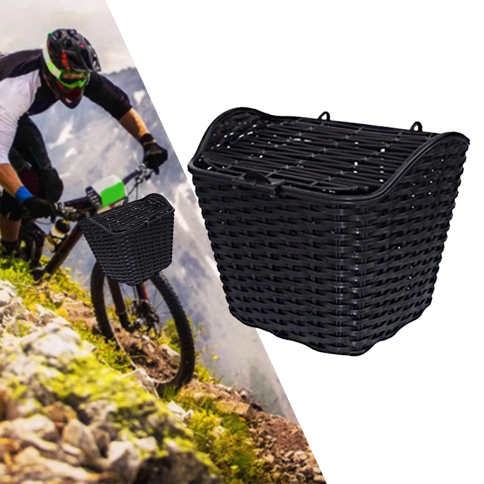 Electric Bike Basket Detchable with Cover Scooter Sundries Container