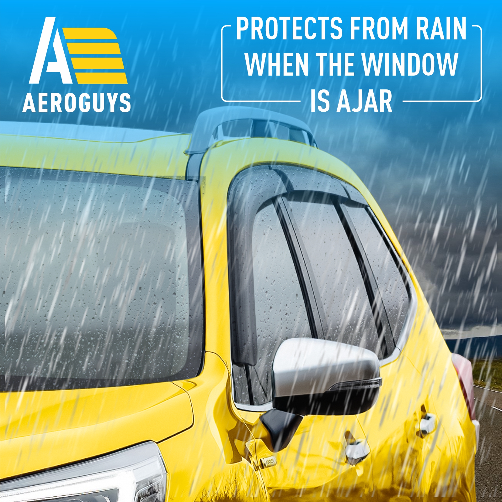 AEROGUYS Tape-On Window Deflectors Extra Durable Window Visors Rain Guards Fit for Subaru Forester 2019-2024 Sport, Wilderness, Limited, Touring, Wind Vent Visors, Car Accessories - 6pcs. AG0228