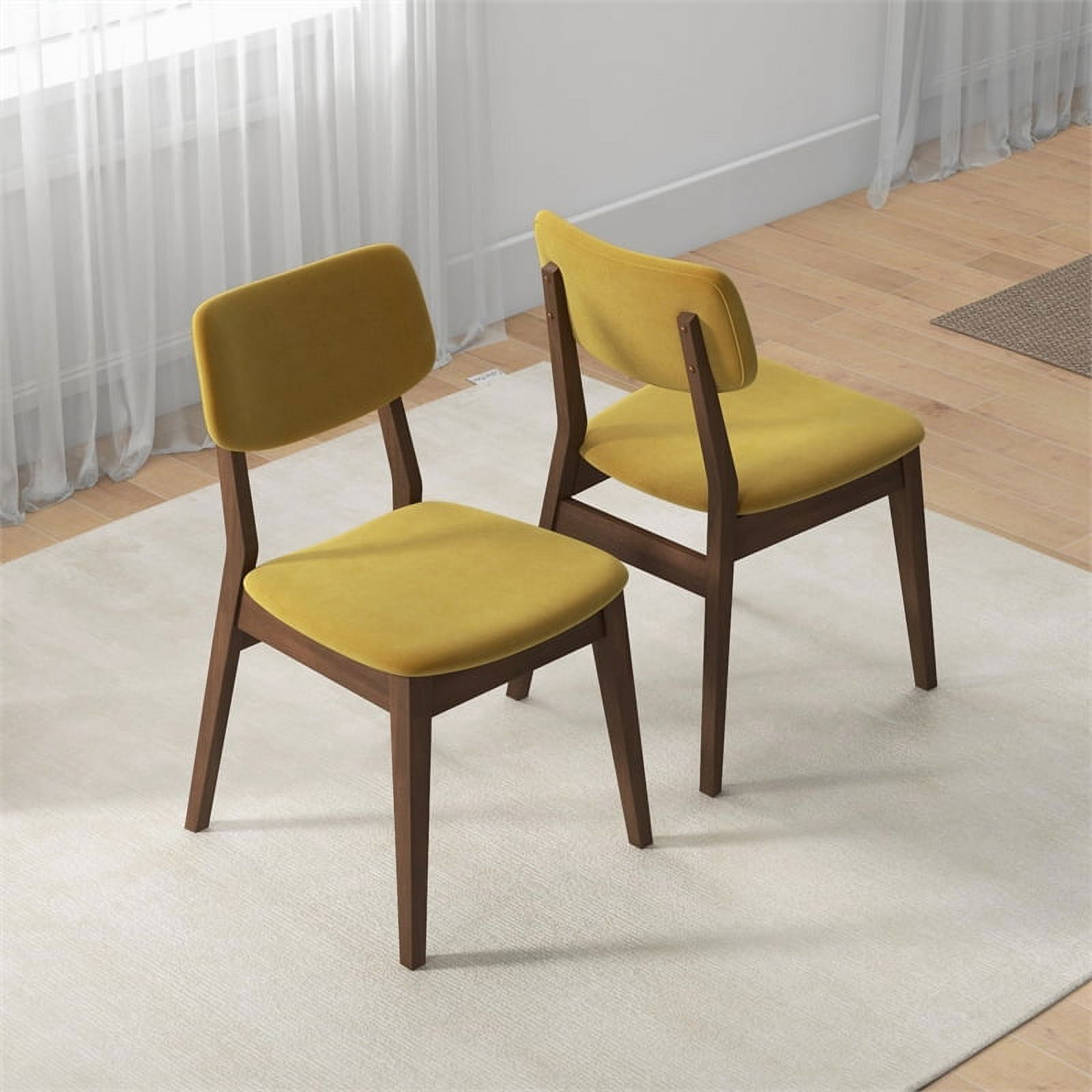 Aria Mid Century Velvet Dining Room&Kitchen Chair in Dark Yellow (Set of 2)