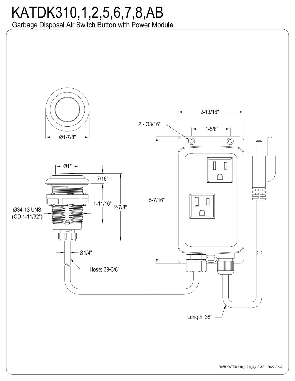 Kingston Brass KATDK31AB Gourmetier Dual Outlet Garbage Disposal Air Switch Kit, Antique Brass