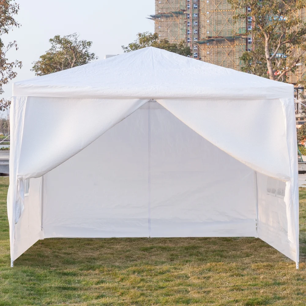 Canopy Tent with 4 Removable Side Walls for Outside 10x10ft Outdoor Pop Up Party Tent Waterproof Portable Gazebo for Patio Garden Wedding Lawn Backyard Beach White