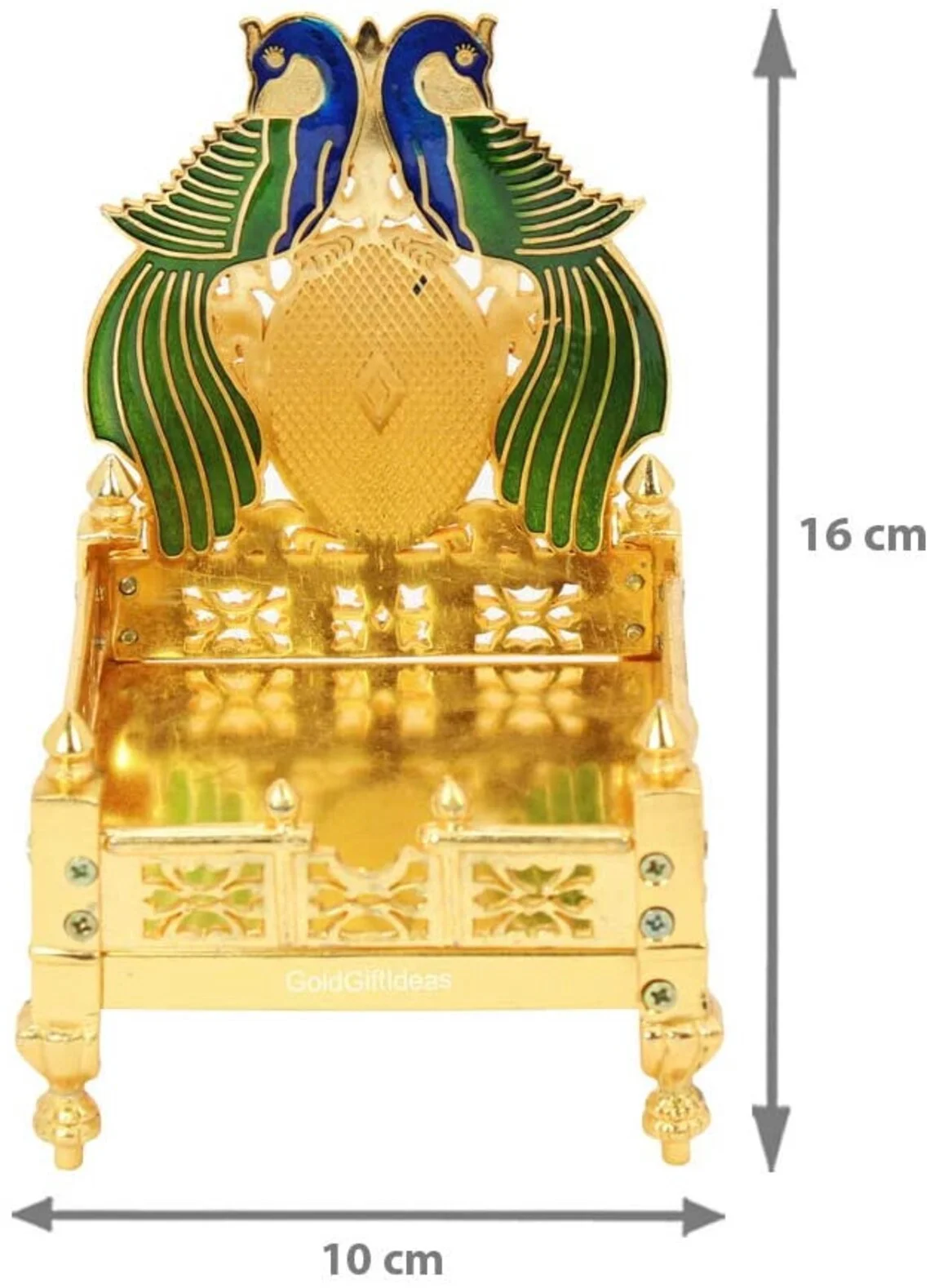 GoldGiftIdeas Metal Peacock Design Singhasan for Gods, Return Gifts for Pooja, Gold Plated Chowki for Puja, Deity Throne for Home Temple (Pack of 5)