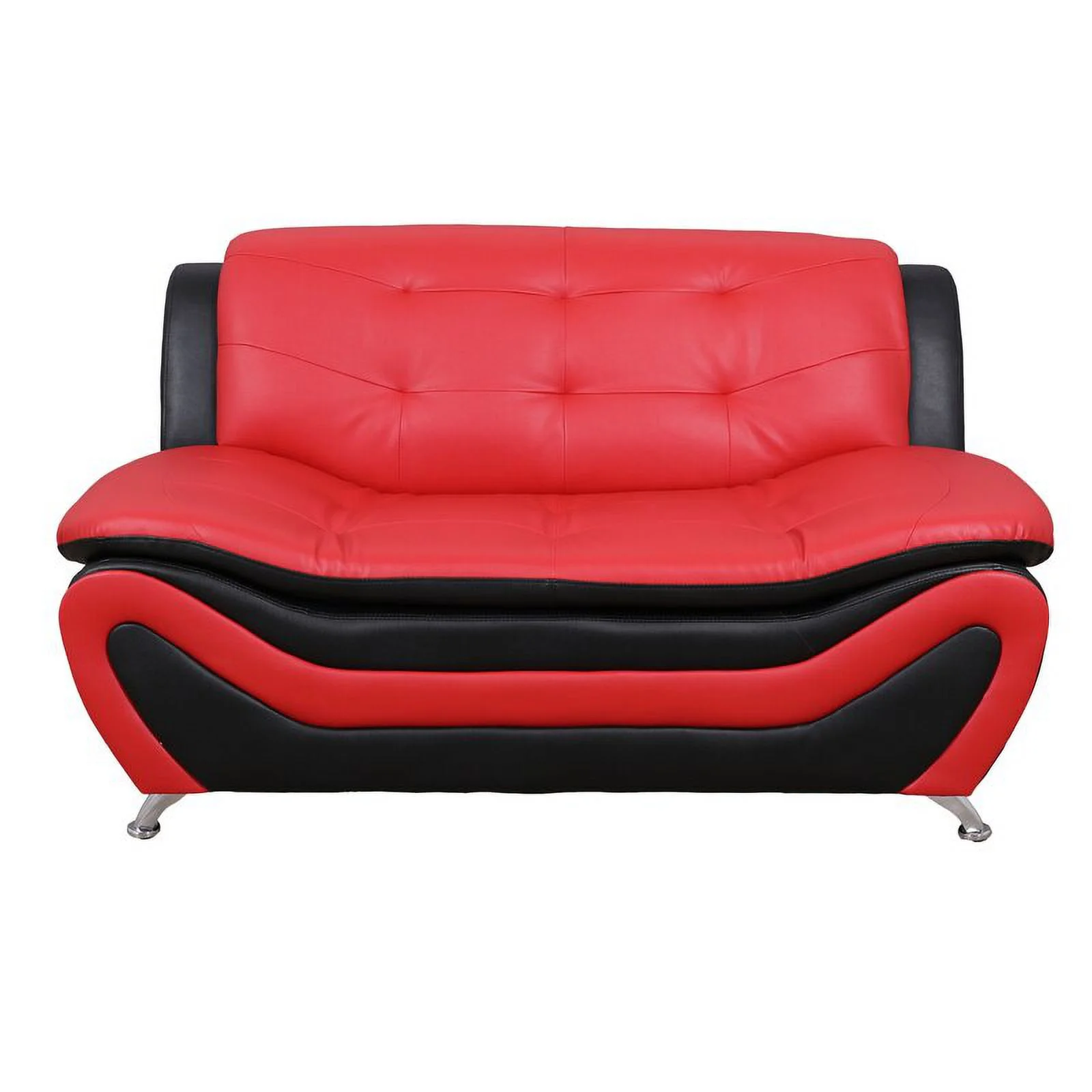 PonLiving Furniture Nerstrand Loveseat / Upholstery Color: Black/Red Nerstrand Loveseat / Upholstery Color: Black/Red
