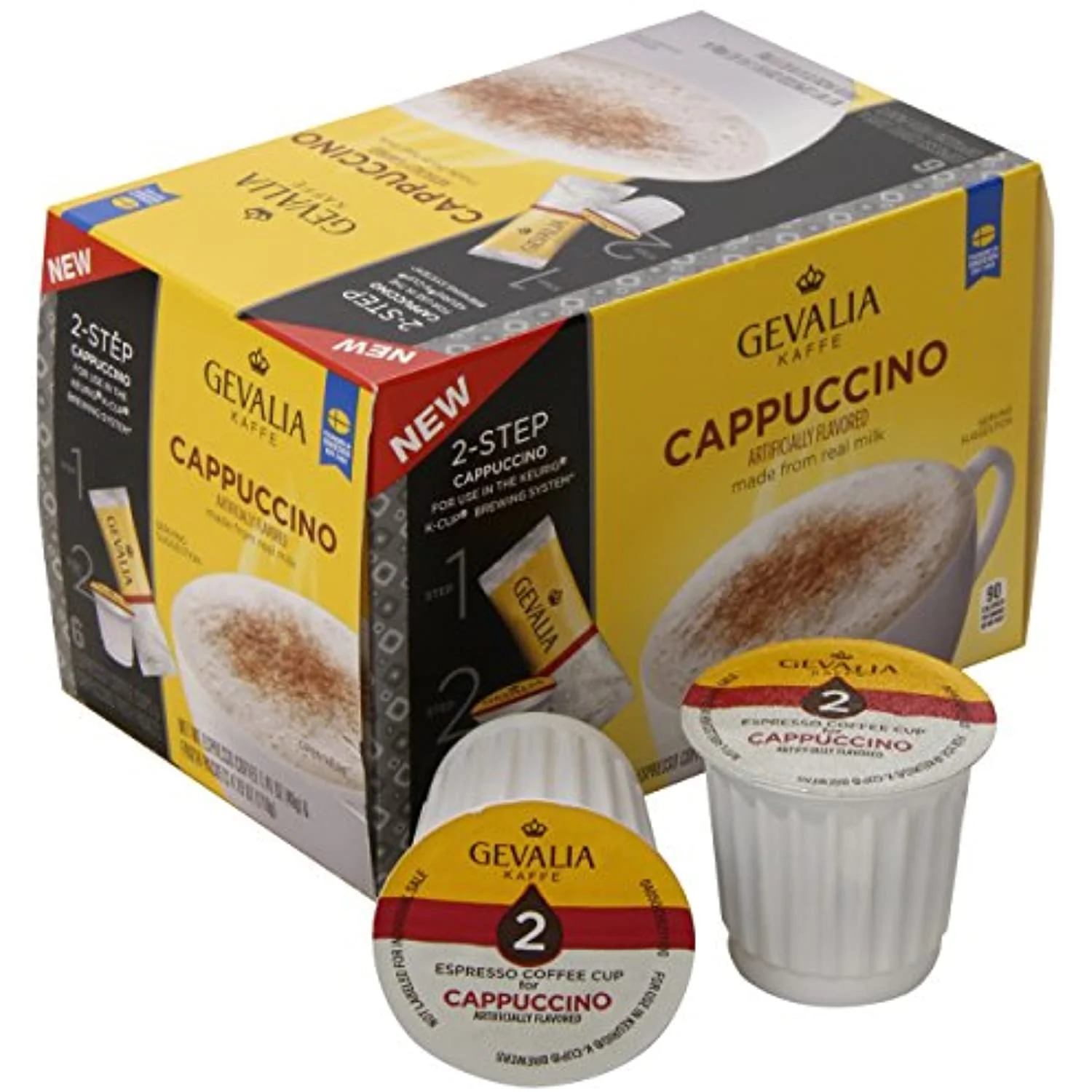 Gevalia Kaffe, 2-Step K-Cup & Froth Packets, 6 Count, 5.6Oz Box (Pack Of 3) (Cappuccino Espresso)
