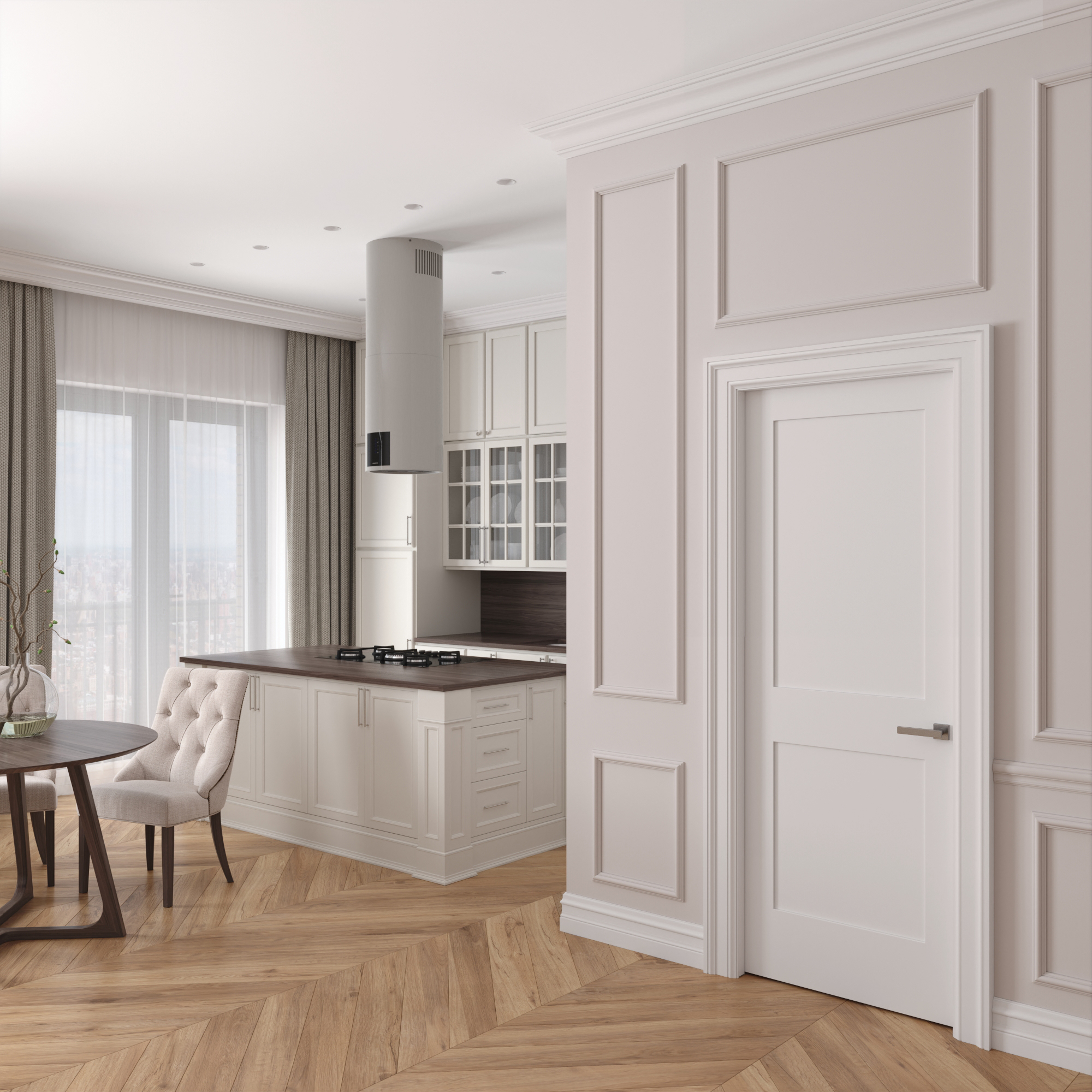 36 in. x 80 in. Right-Handed Solid Core White Primed Double Panel Prehung Interior Door Black Hinges