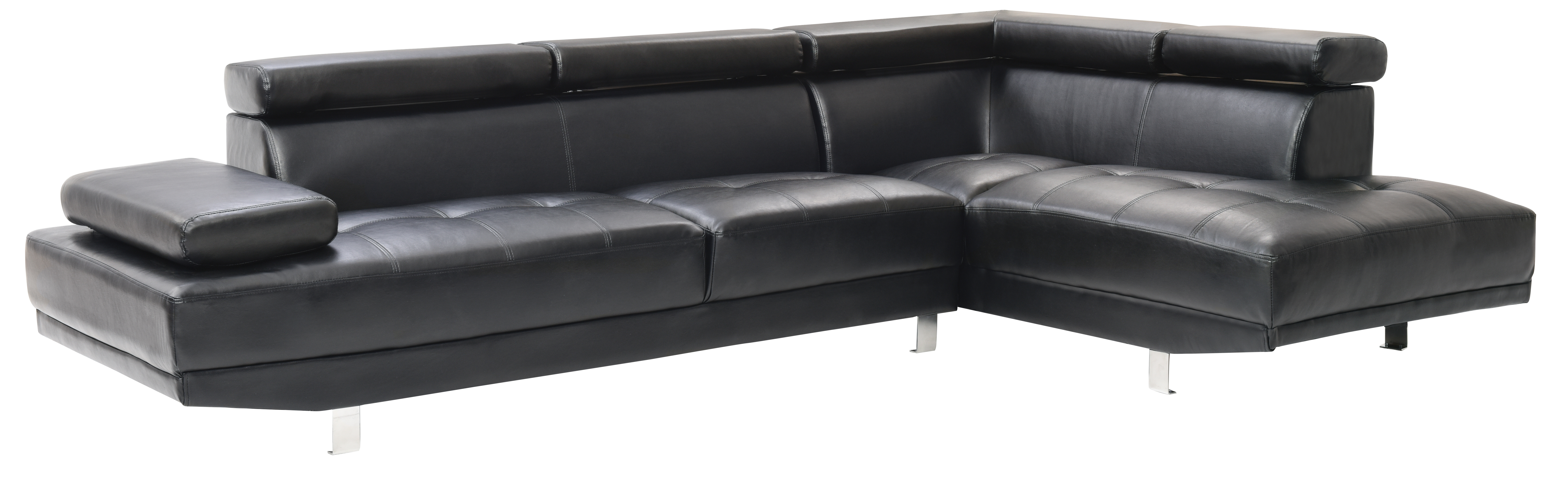 Modern Black Sectional with Adjustable Armrest and Headrest - Elevate Your Space